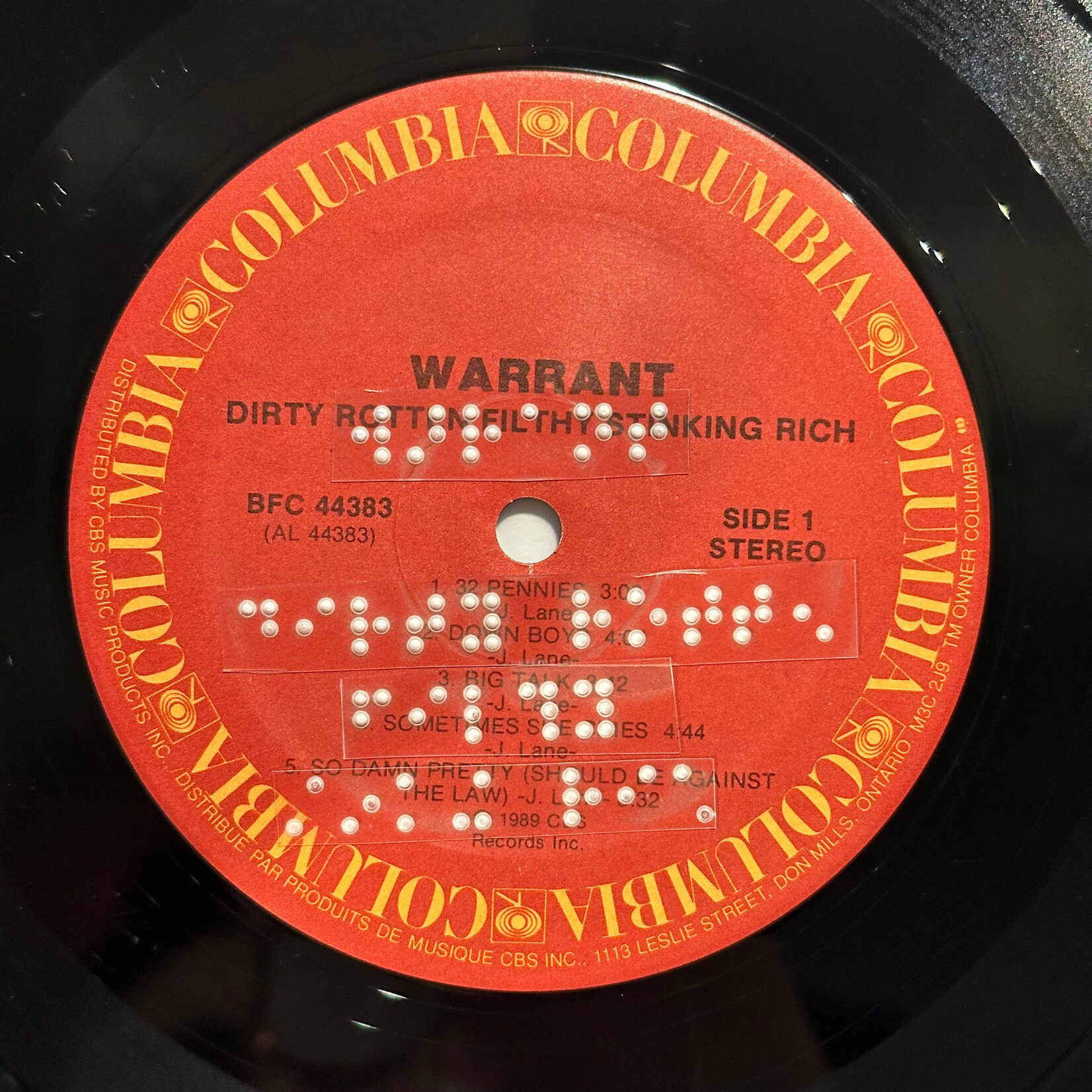 [Kollectible Vinyl] Warrant: Dirty Rotten Filthy Stinking Rich (1989, CANADA, Gold Stamp Promo, VG+) [COLUMBIA]