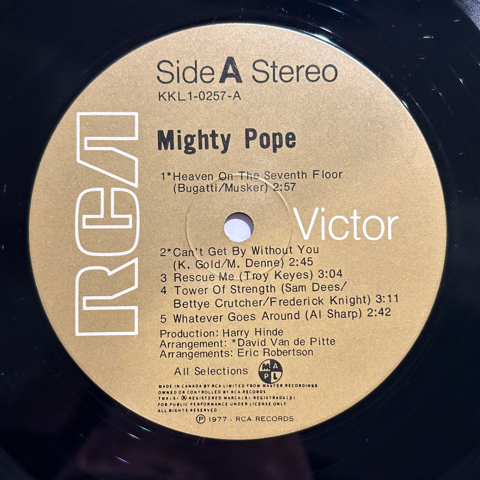 [Kollectible Vinyl] Mighty Pope: Self - Titled (1977, CANADA, Disco, VG+) [RCA]