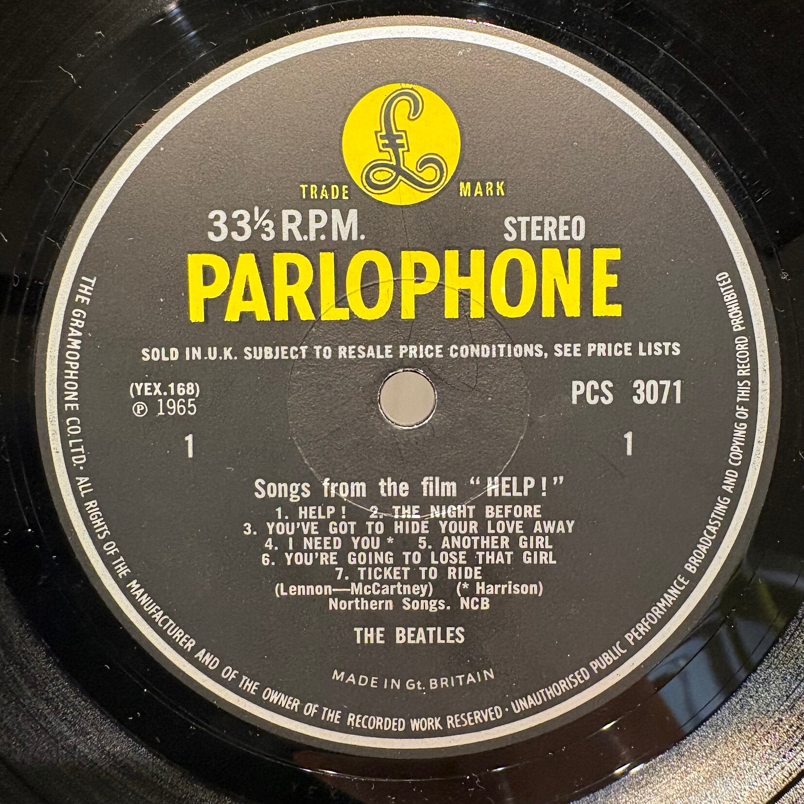 [Nick's Disk Pics] Beatles: Help! (1965, UK, MT Tax Code, OG Inner, Disc EX) [PARLOPHONE]
