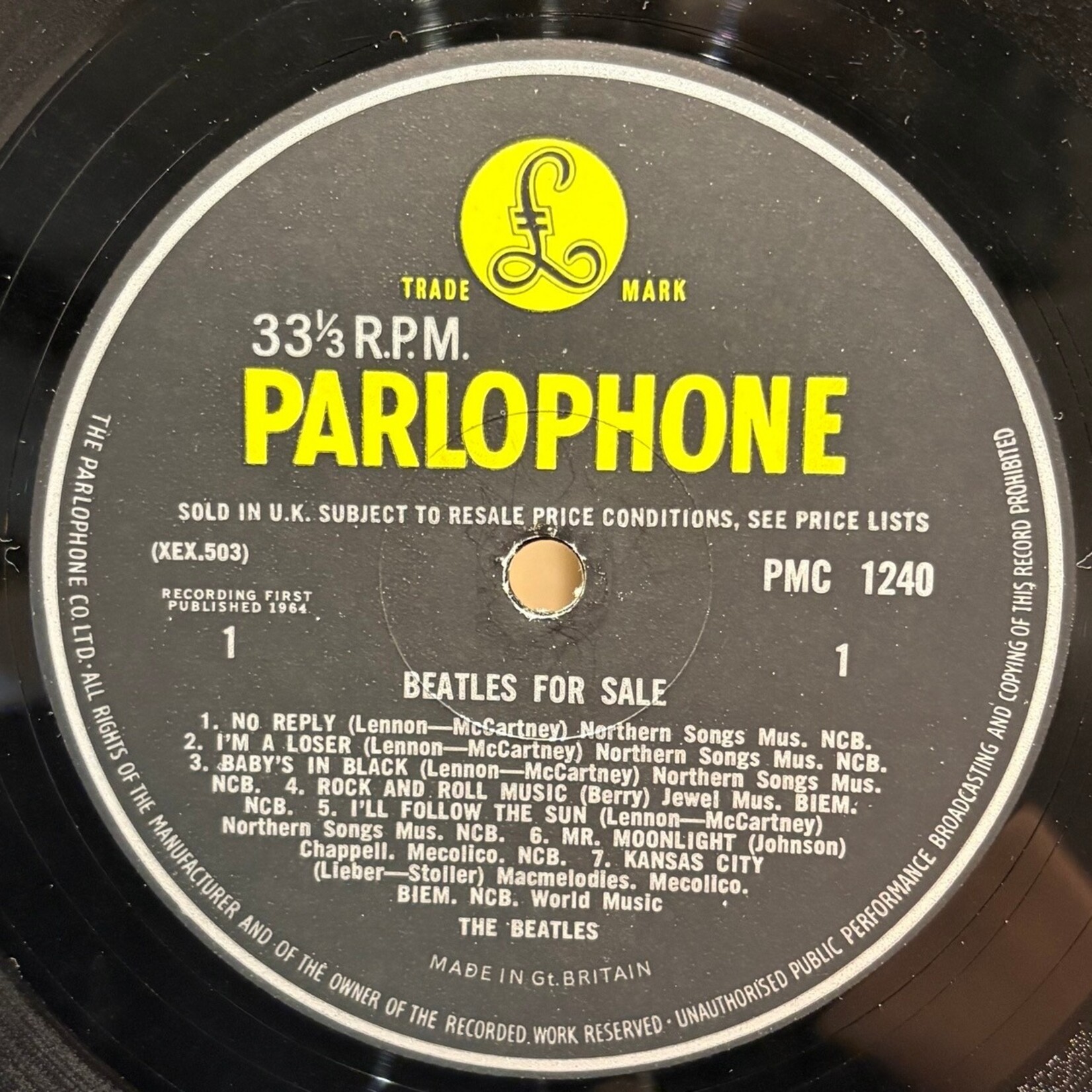 [Nick's Disk Pics] Beatles: Beatles For Sale (1964, UK, Mono, KT Tax, VG+) [PARLOPHONE]
