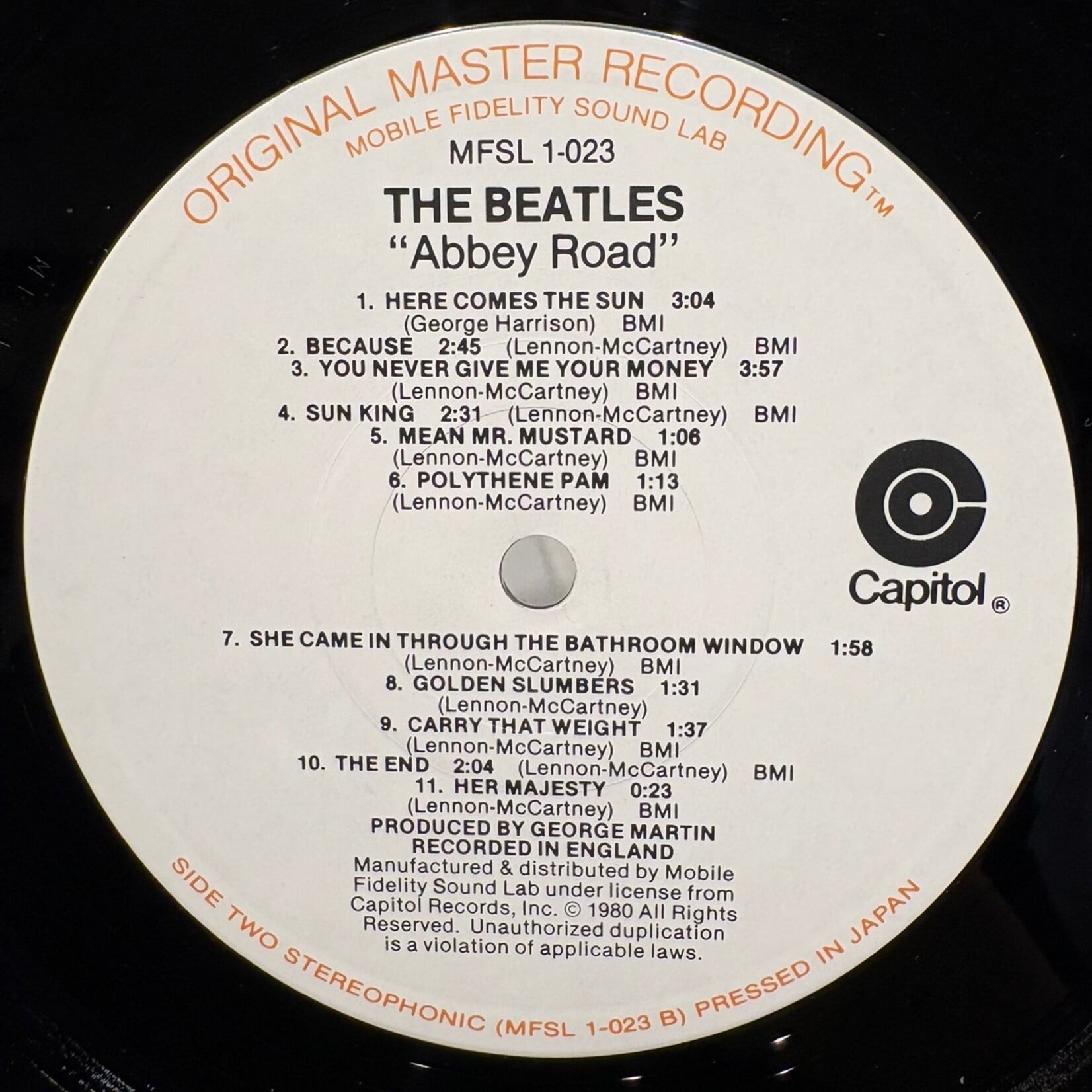 [Nick's Disk Pics] Beatles: Abbey Road (1980, USA, Ltd. Ed. Audiophile, Disc EX) [CAPITOL]