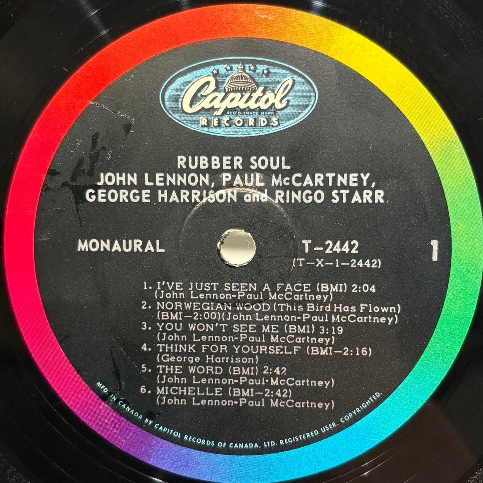 [Nick's Disk Pics] Beatles: Rubber Soul (1966, Canada, Mono, In Shrink, VG+) [CAPITOL]
