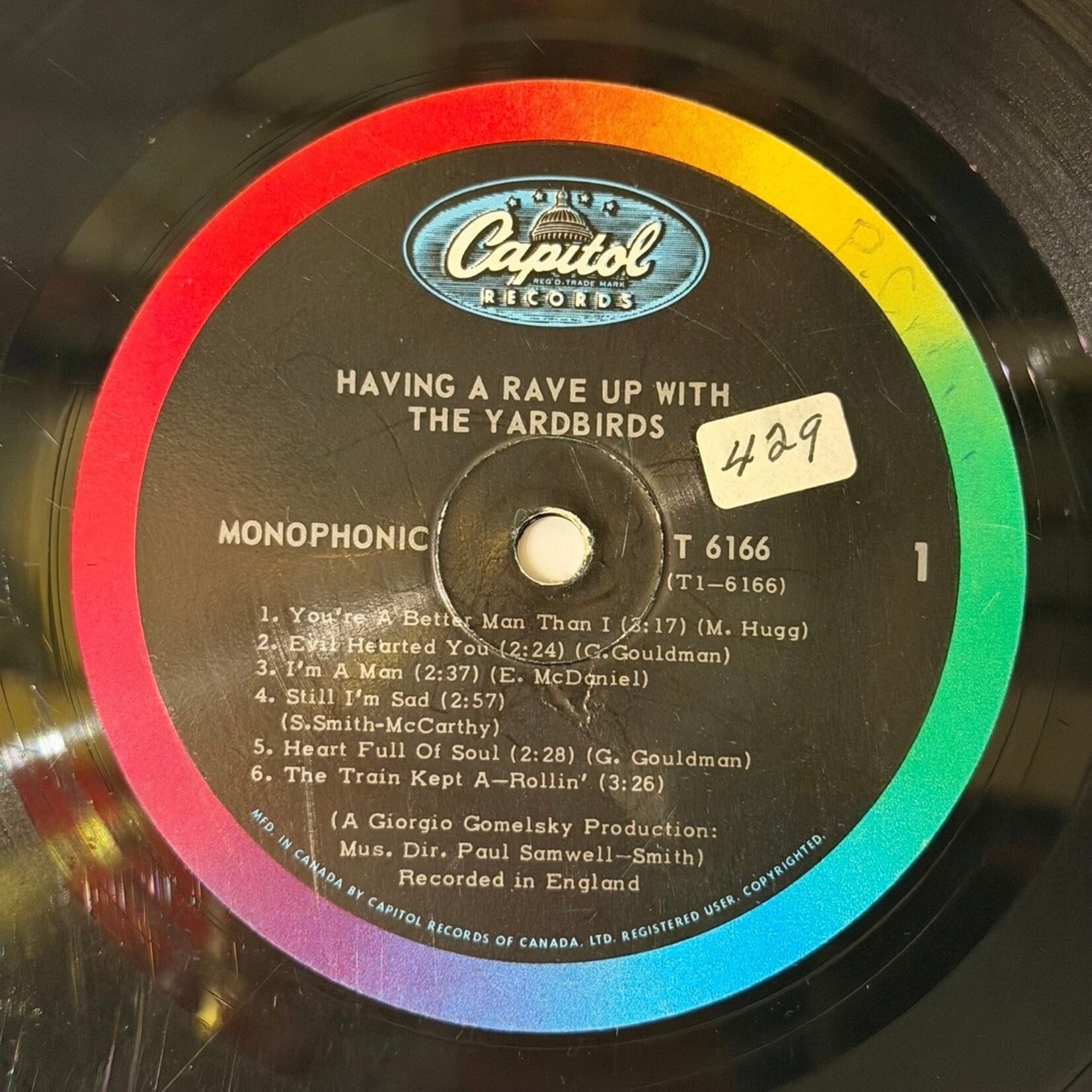 [Kollectible Vinyl] Yardbirds: Having a Rave Up With (1966, CANADA, Mono, Capitol 6000, VG) [CAPITOL]