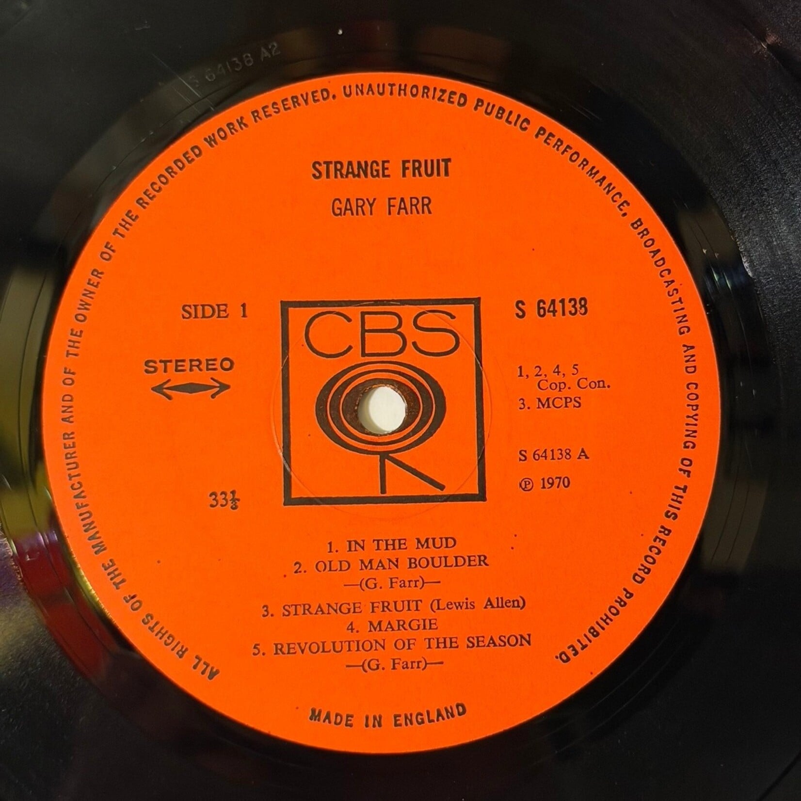 [Kollectible Vinyl] Farr, Gary: Strange Fruit (1970, UK, DISC VG+) [CBS]