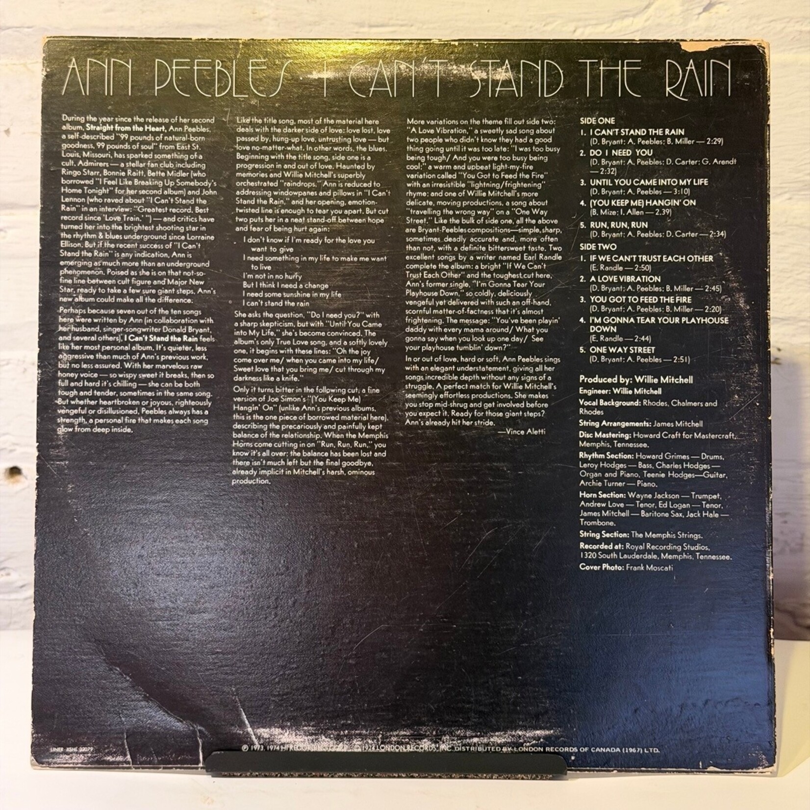 [Kollectible Vinyl] Peebles, Ann: I Can't Stand The Rain (1974, CANADA, VG) [HI]