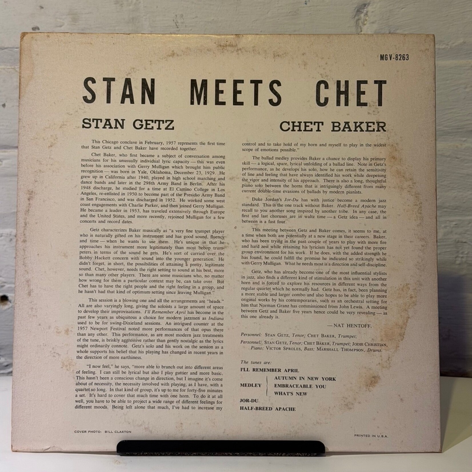 [Kollectible Vinyl] Getz, Stan w/ Chet Baker: Stan Meets Chet (2nd Issue, Disc Ex) [VERVE]