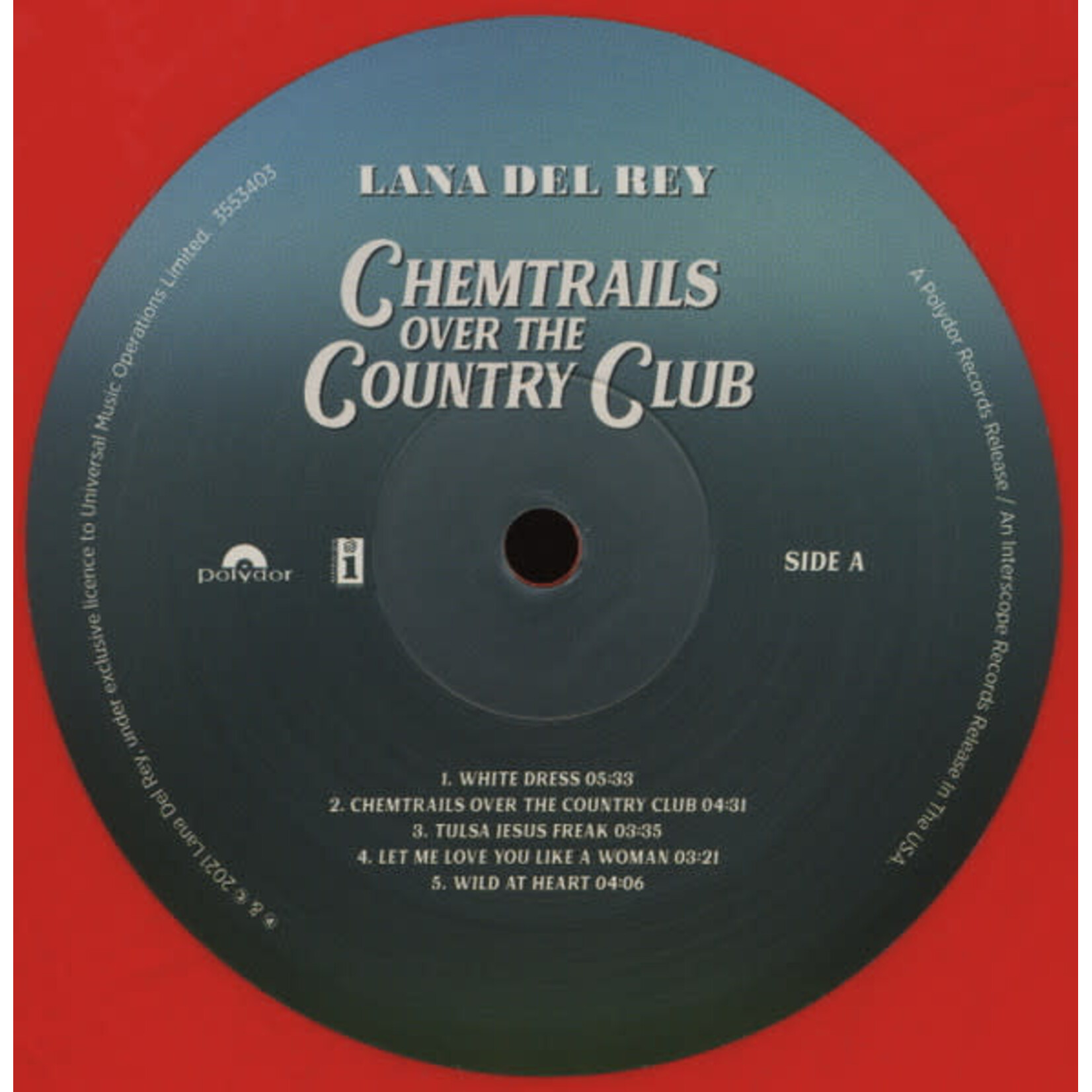 [Pop Girl] Del Rey, Lana: Chemtrails Over The Country Club (2021, USA, Ltd. Ed Red, Alt. Art, EX) [POLYDOR]