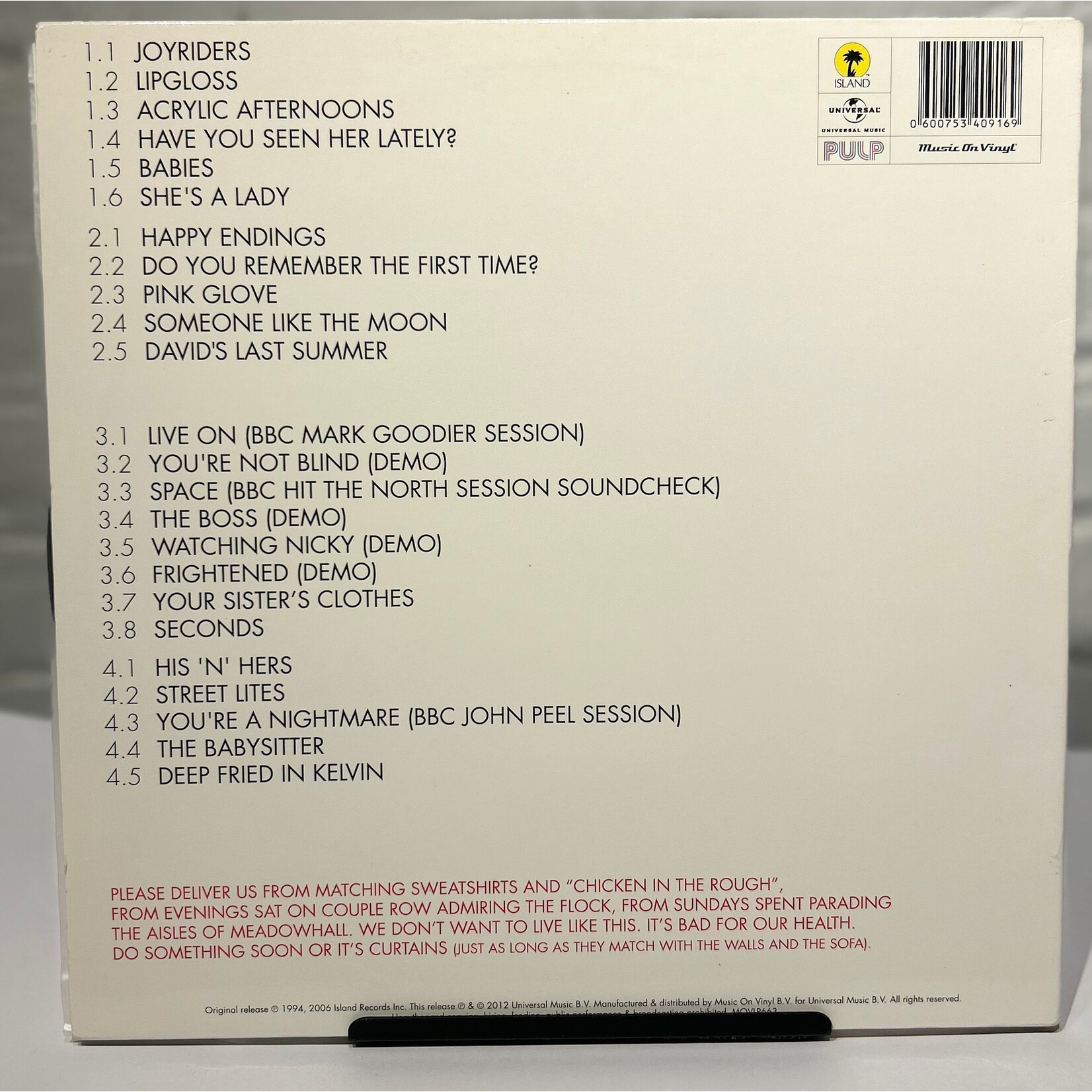 [Kollectible Vinyl] Pulp: His 'N' Hers (2012, Europe, Ltd. Ed. Deluxe, EX) [ISLAND]