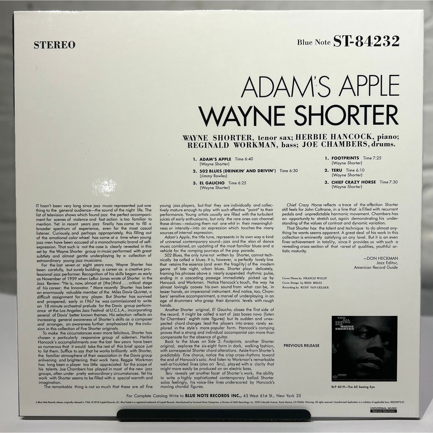 [Kollectible Vinyl] Shorter, Wayne: Adam's Apple (2019, USA, Ltd. Ed. Audiophile, EX) [BLUE NOTE]