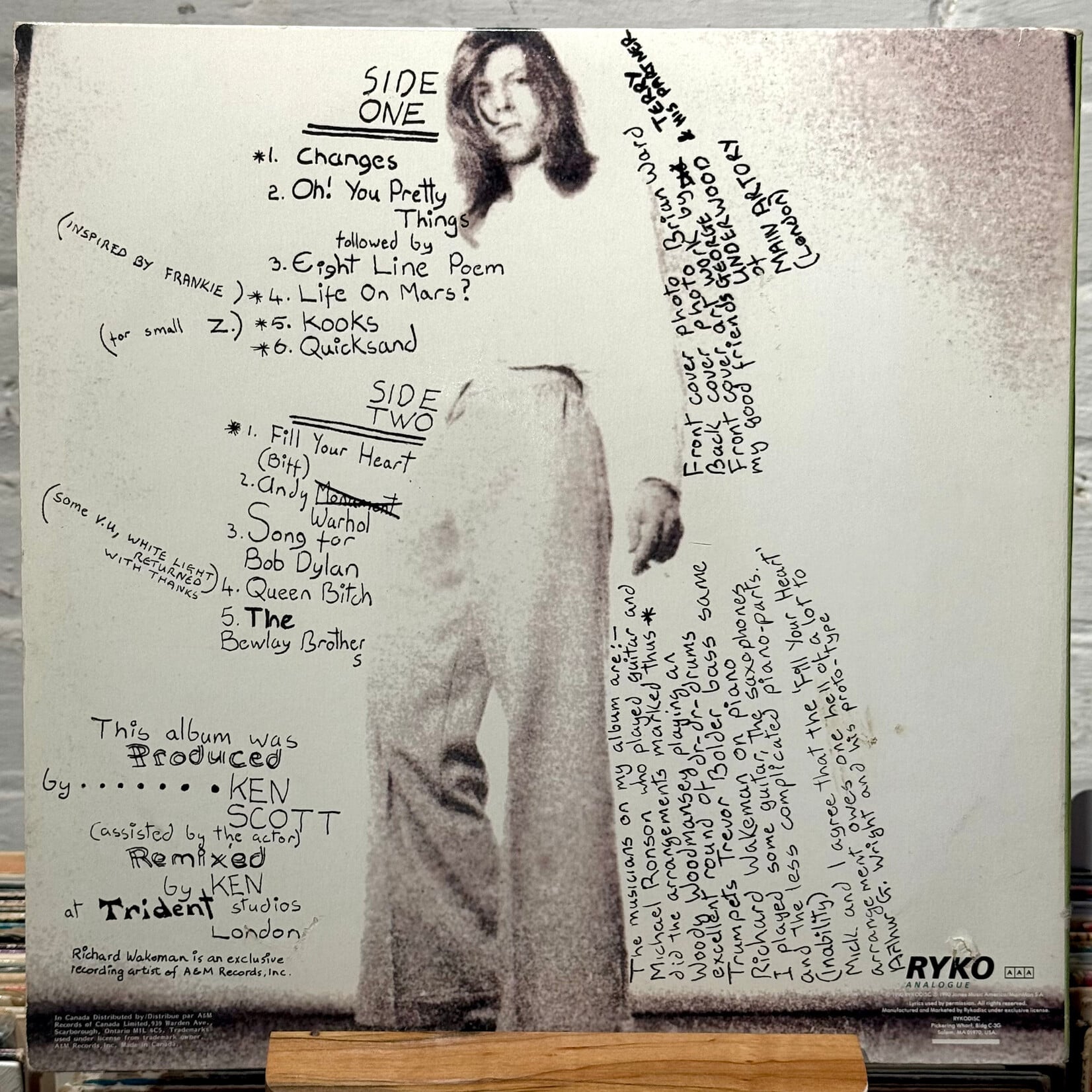 [Kollectible Vinyl] Bowie, David: Hunky Dory (1990, Canada, VG+) [RYKO]