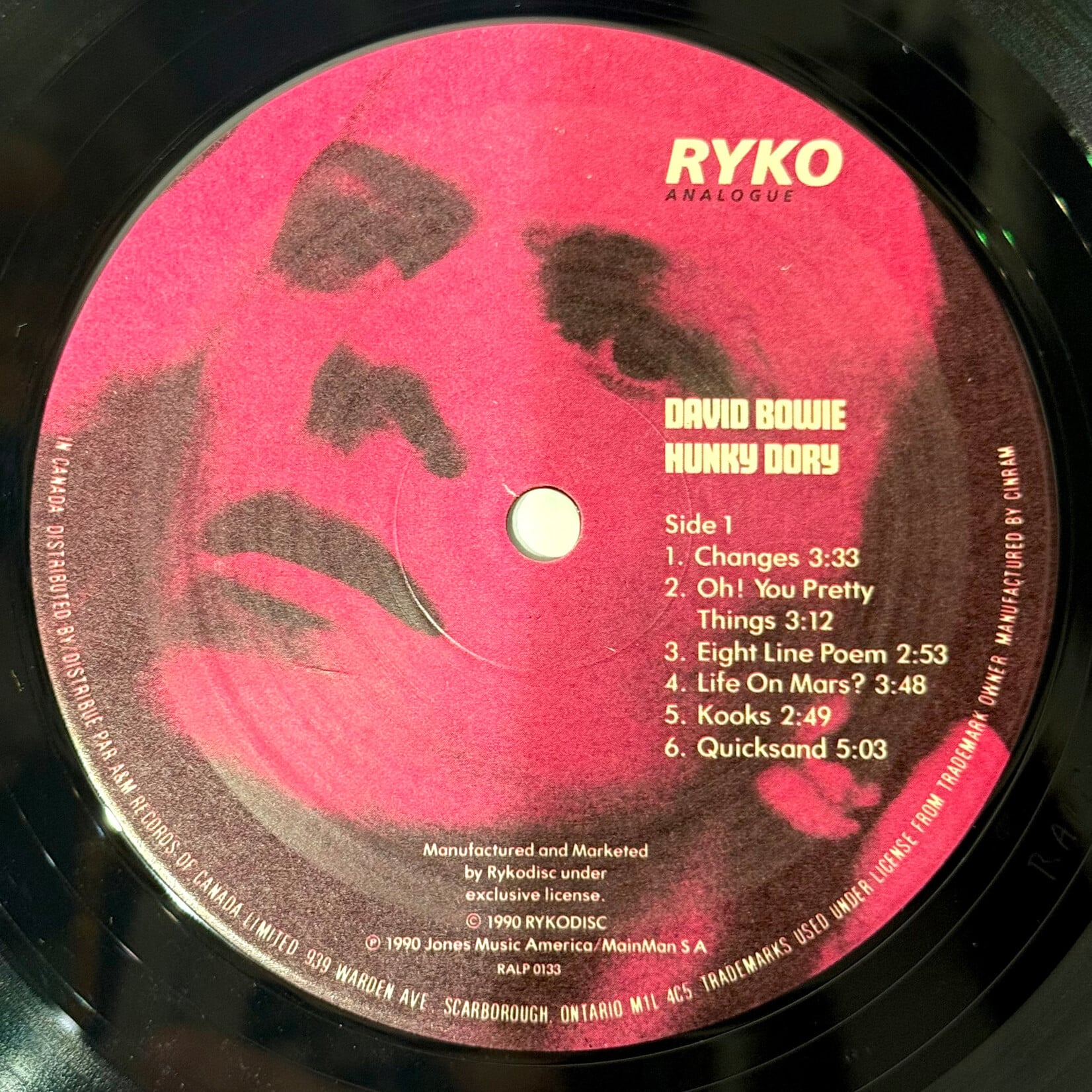 [Kollectible Vinyl] Bowie, David: Hunky Dory (1990, Canada, VG+) [RYKO]