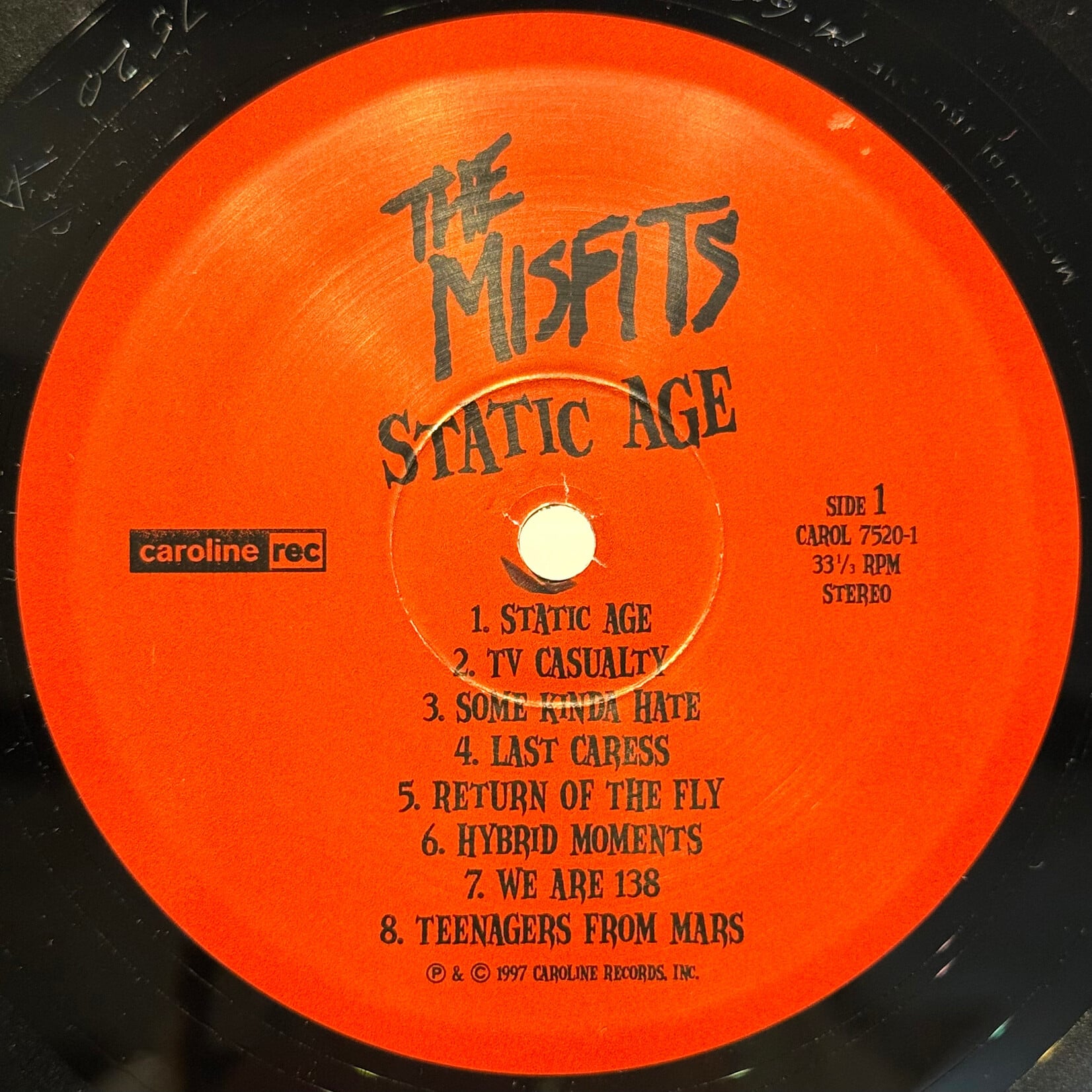 [Kollectible Vinyl] Misfits: Static Age (1997, USA, w/ Inner, Mastered by Trutone, Level Barcode Numbers, VG+) [CAROLINE]