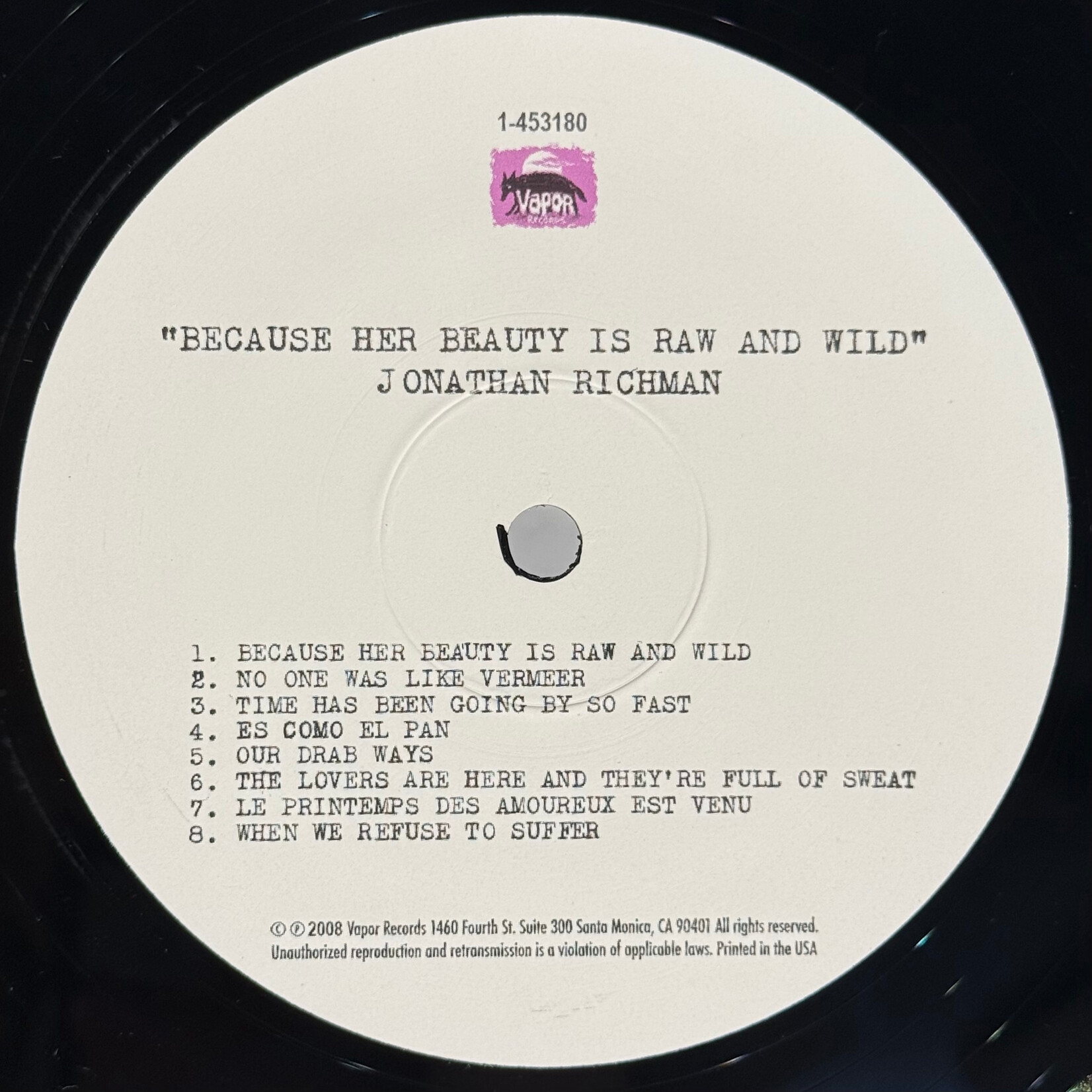[Kollectible Vinyl] Richman, Jonathan: Because Her Beauty Is Raw And Wild (2008, USA, w/ 7", Ex) [VAPOR]