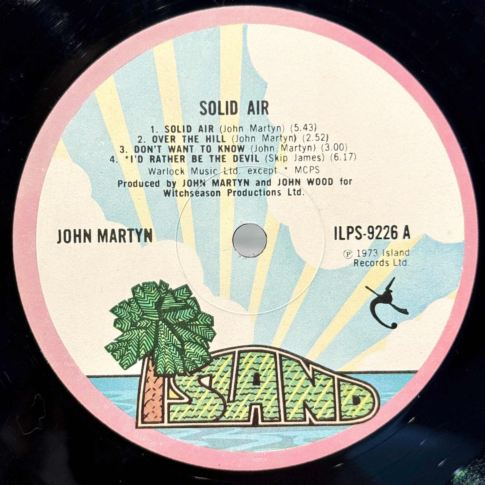 [Kollectible Vinyl] Martyn, John: Solid Air (1973, UK, Pink Rim, Disc VG+) [ISLAND]