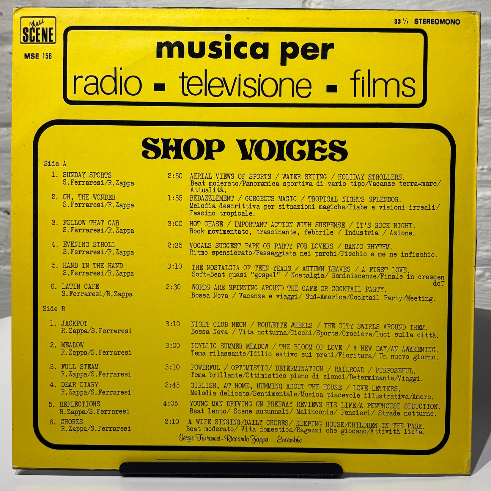 [Kollectible Vinyl] Ferraresi, Sergio & Riccardo Zappa Ensemble: Shop Voices (1983, Italy, Italian Library Music, VG+) [MUSIC SCENE]