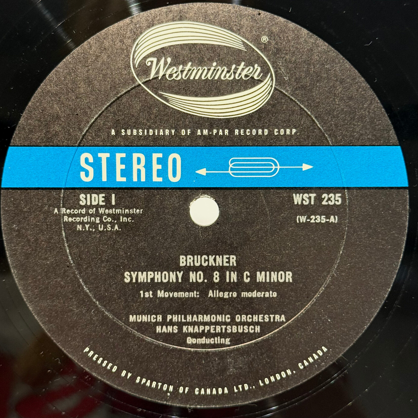 [Kollectible Vinyl] Bruckner, Anton, Munich Philharmonic Orchestra & Hans Knappertsbusch: Symphony No. 8 (1963, Canada, Early Stereo, VG+) [SPARTON/WESTMINSTER]