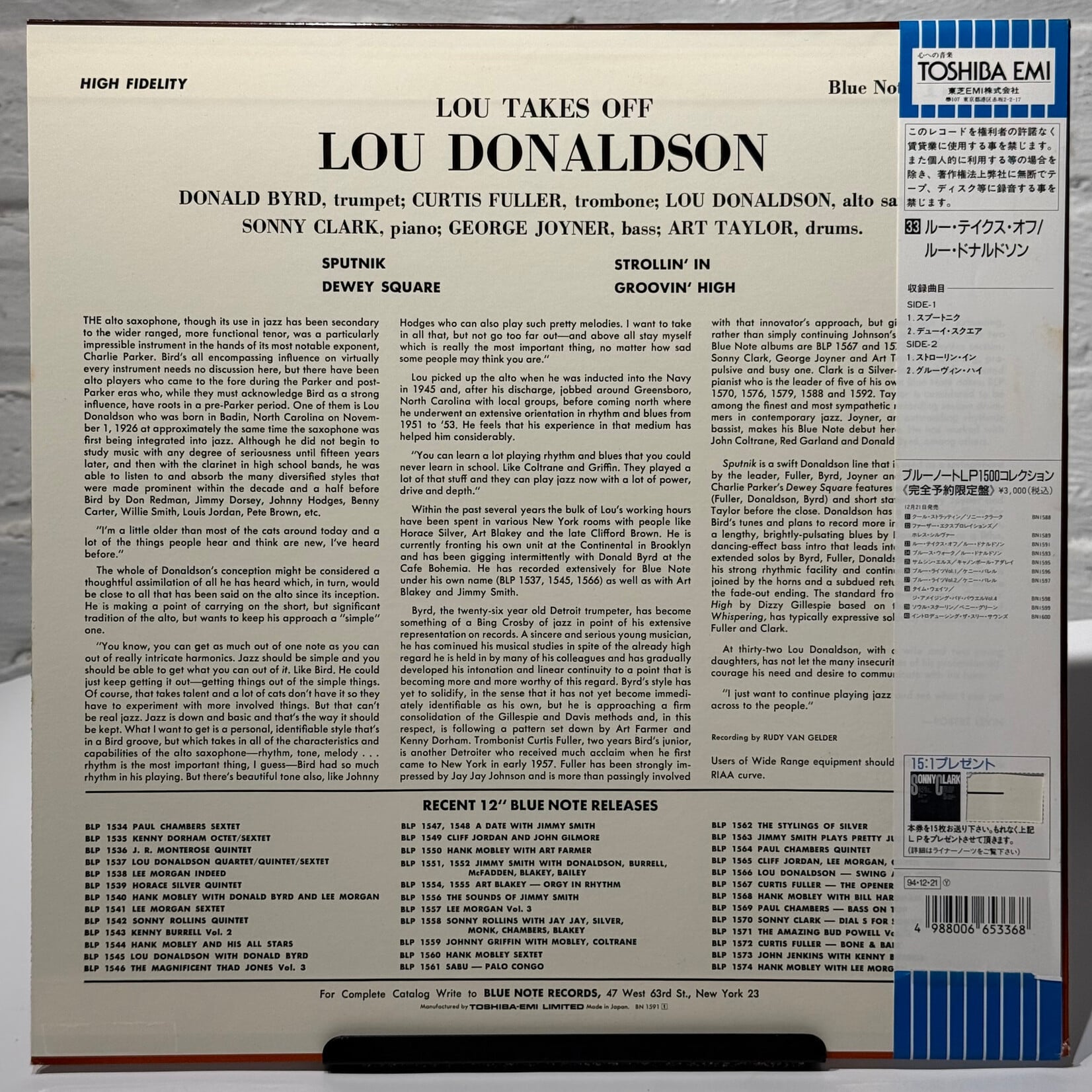 [Kollectible Vinyl] Donaldson, Lou: Lou Takes Off (1994, Japan, EX) [BLUE NOTE]