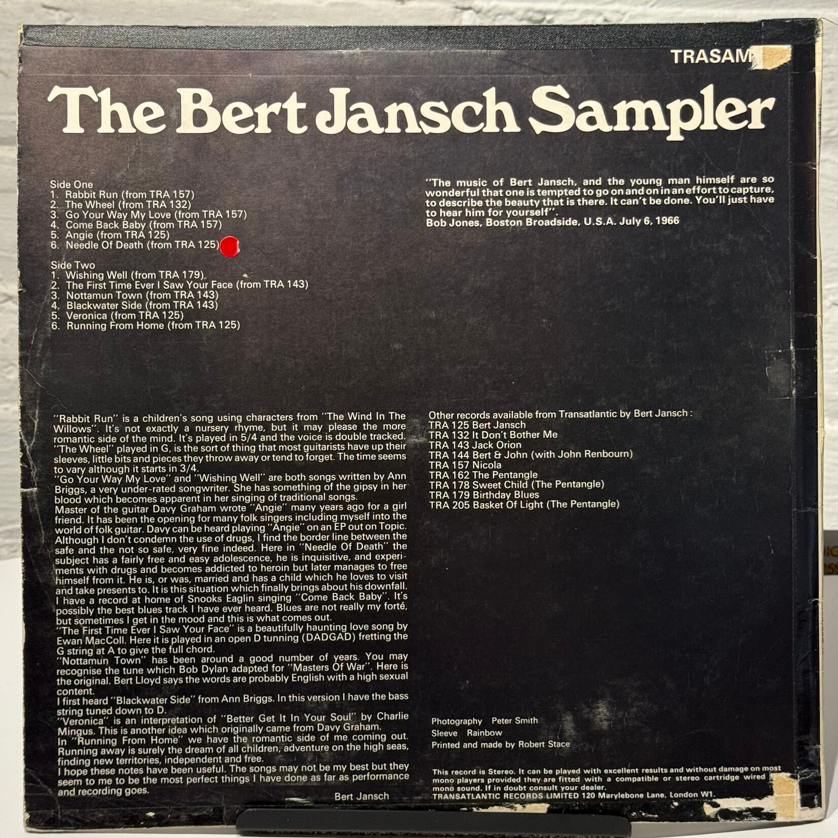 [Kollectible Vinyl] Jansch, Bert: The Bert Jansch Sampler (1969, UK, VG) [TRANSATLANTIC]