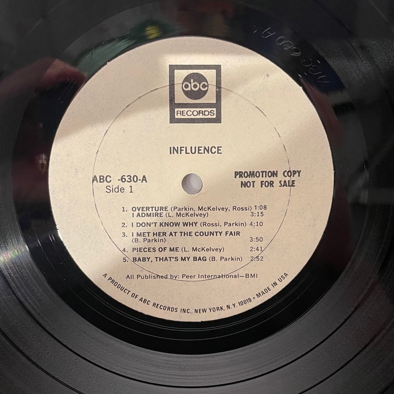 [Kollectible Vinyl] Influence: Self-Titled (1968, USA, White Label Promo, Canadian Psych, Disc VG+) [ABC]