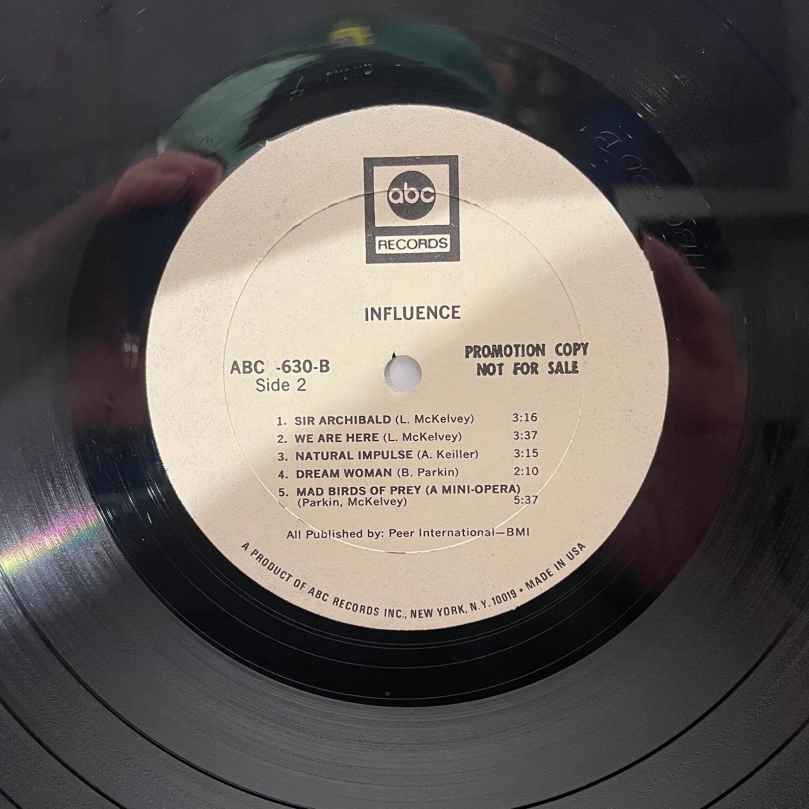 [Kollectible Vinyl] Influence: Self-Titled (1968, USA, White Label Promo, Canadian Psych, Disc VG+) [ABC]
