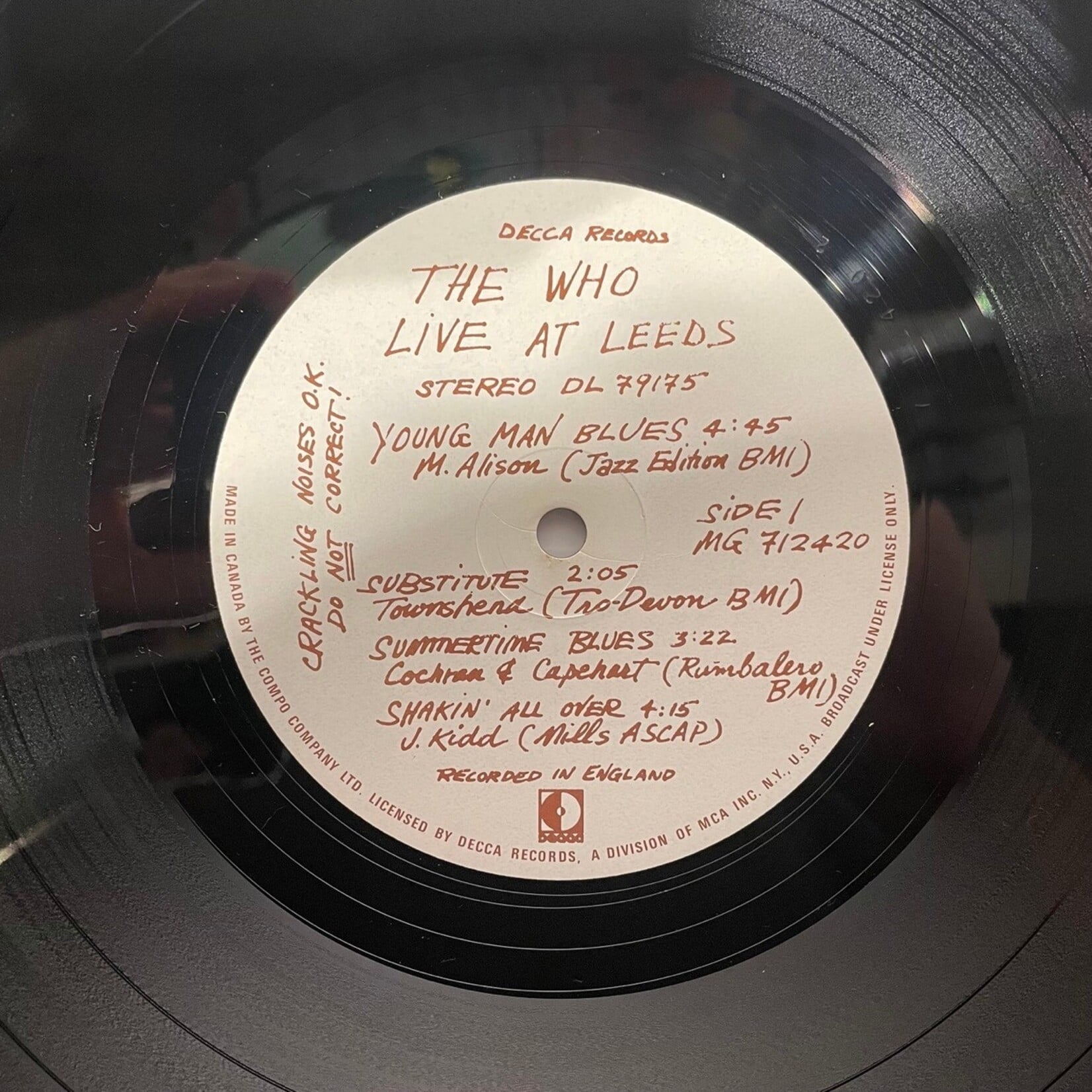 [Kollectible Vinyl] Who: Live At Leeds (1970, Canada, 12 Inserts, VG+) [DECCA]