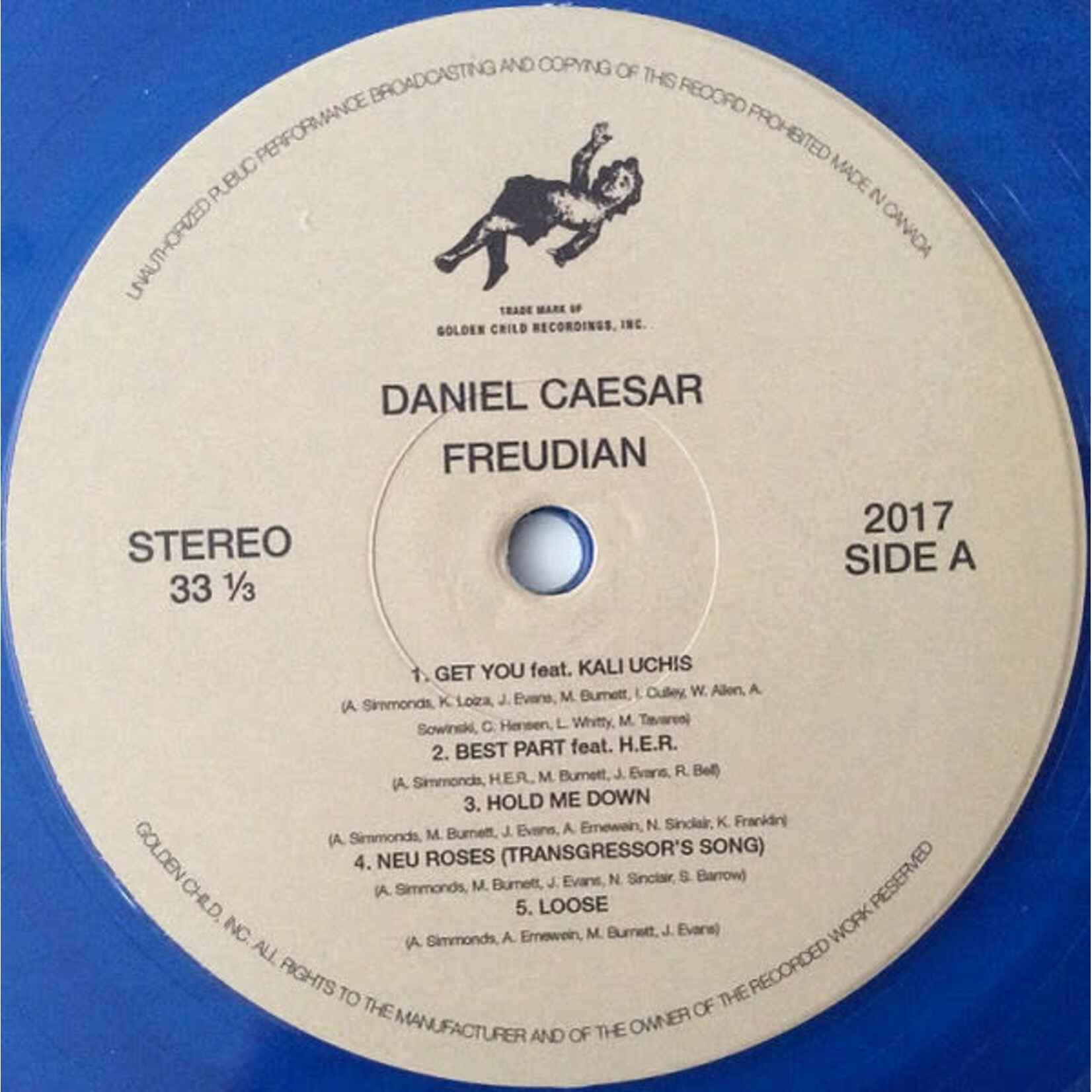 [Kollectible Vinyl] Caesar, Daniel: Freudian (2021, Canada, Blue Wax, w/ Inner + Download, HipHop/RnB, VG+) [GOLDEN CHILD]
