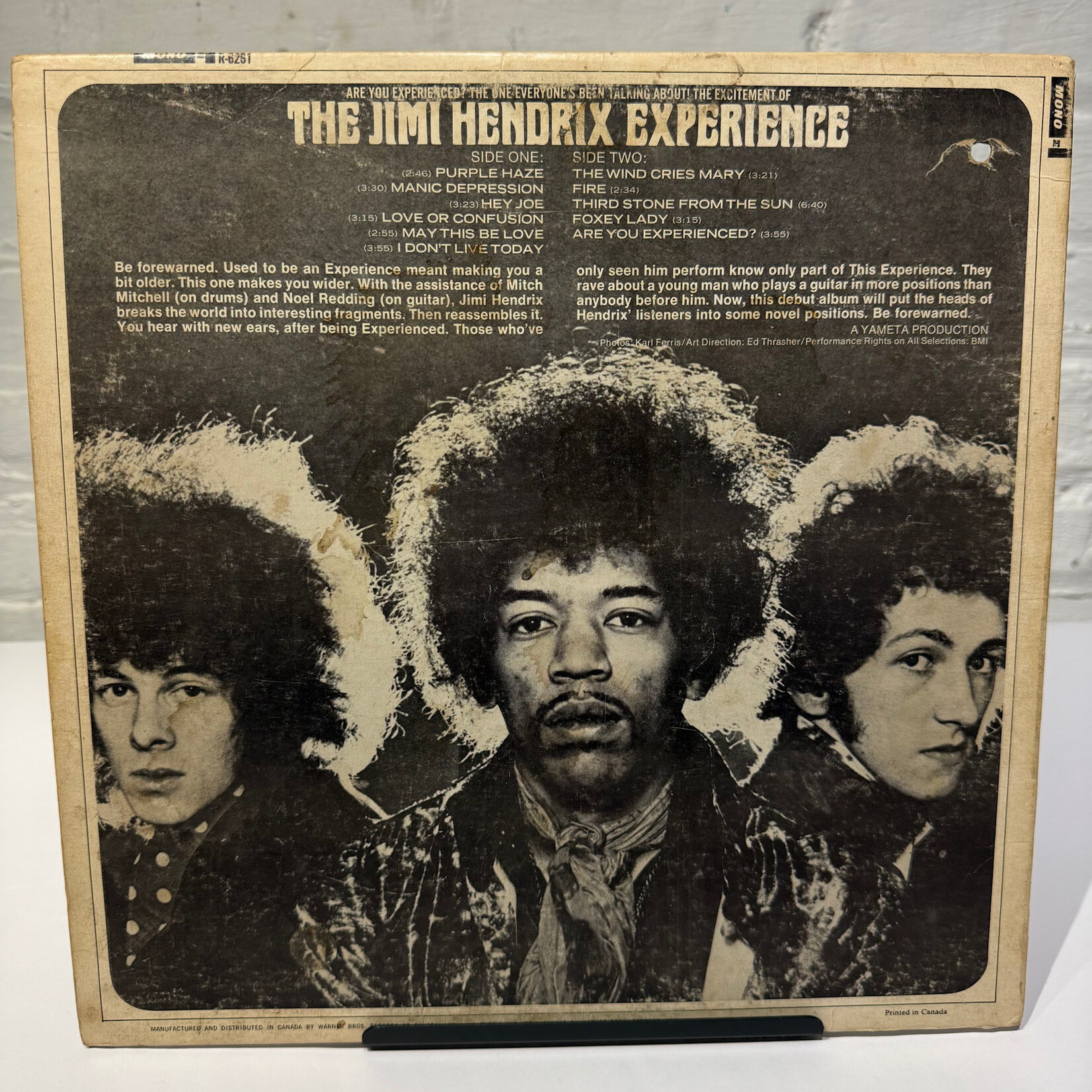 [Kollectible Vinyl] Hendrix, Jimi: Are You Experienced? (1967, Canada, Late Mono, G+) [REPRISE]