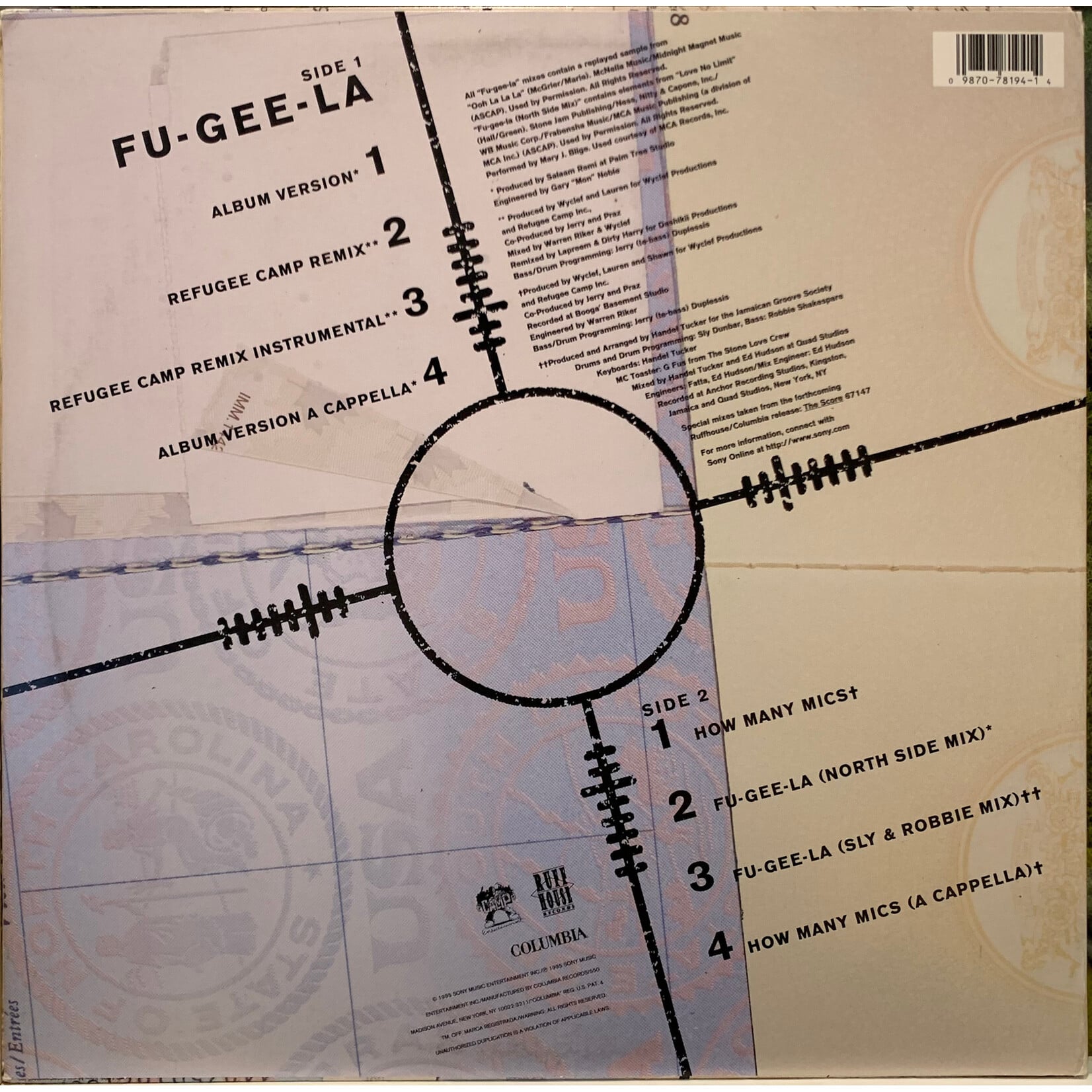 [Nick's Disk Pics] Fugees (Refugee Camp): Fu-Gee-La (1995, USA, Samples Teena Marie & Ramsey Lewis, Sampled by The Weeknd, Jay-Z & DJ Khaled, VG+) [RUFF HOUSE]