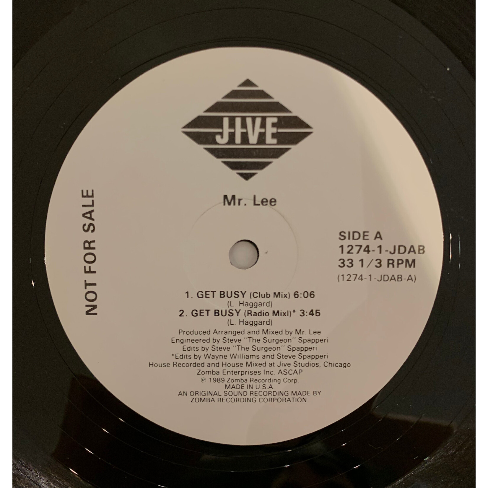 [Nick's Disk Pics] Mr. Lee: Get Busy (1988, USA, Samples "It Takes Time" by Fresh Prince, VG+) [JIVE]