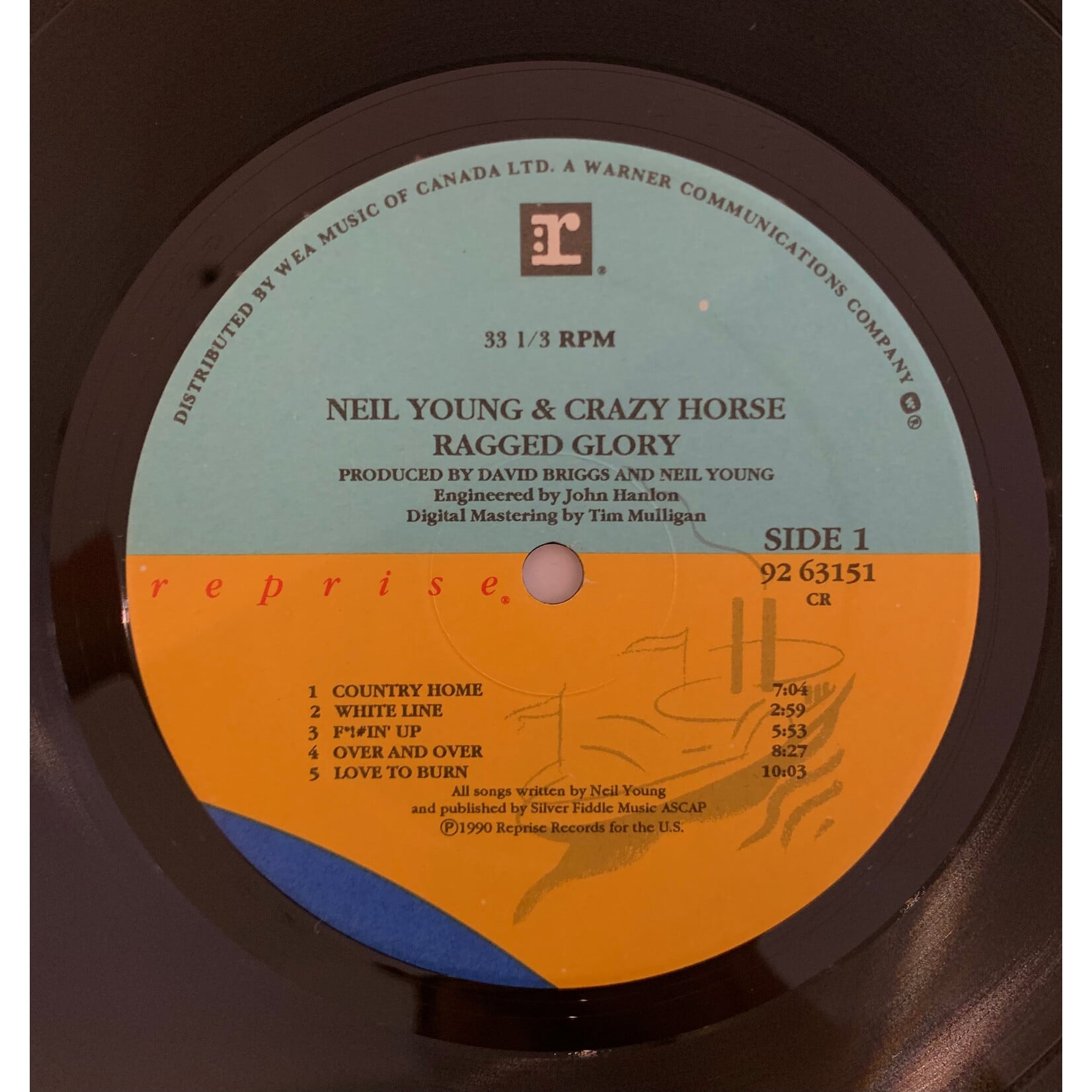 [Kollectible Vinyl] Young, Neil + Crazy Horse: Ragged Glory (1990, Canada, w/Insert, VG+) [REPRISE]