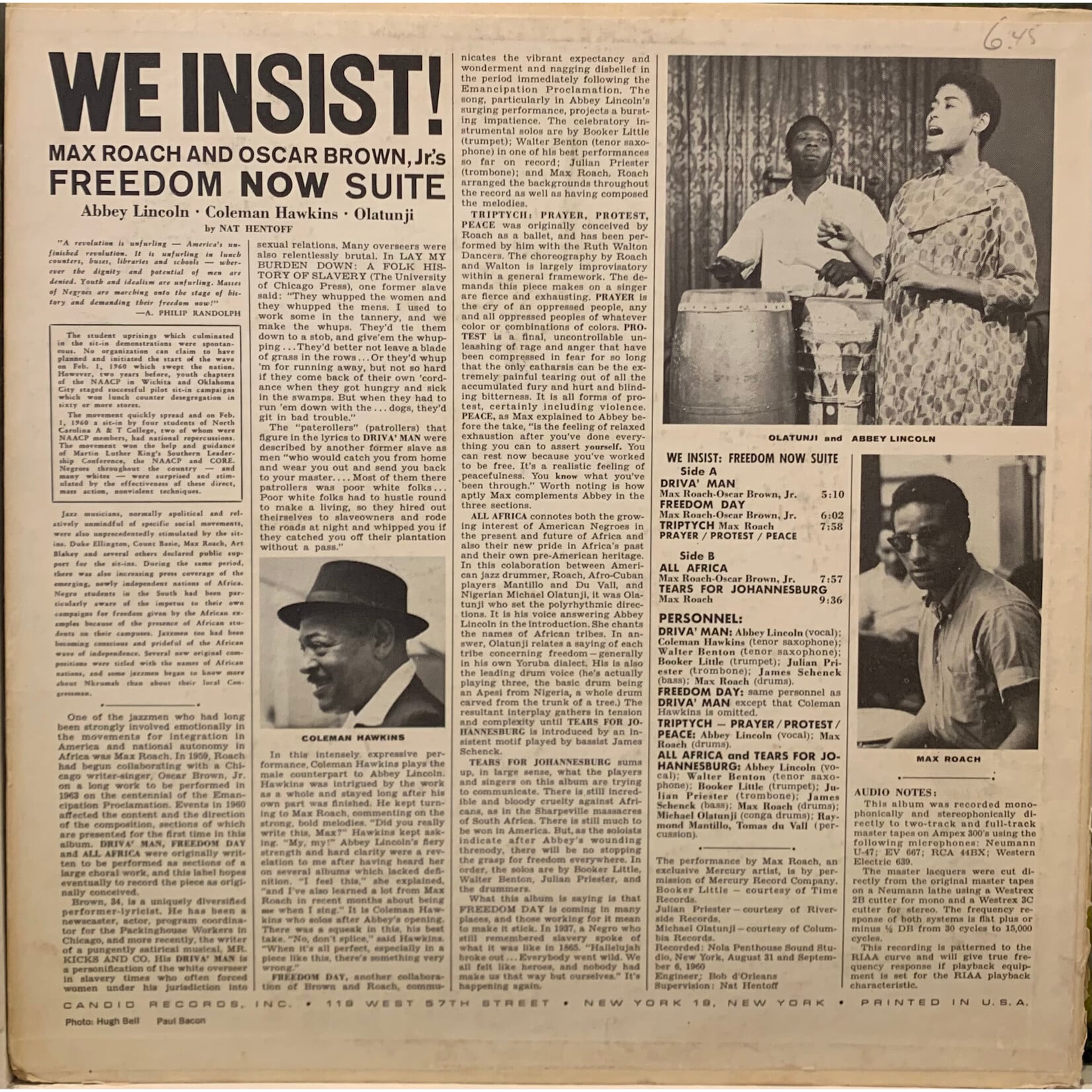 [Kollectible Vinyl] Roach, Max: We Insist! (1961, USA, Mono, Disc VG+) [CANDID]