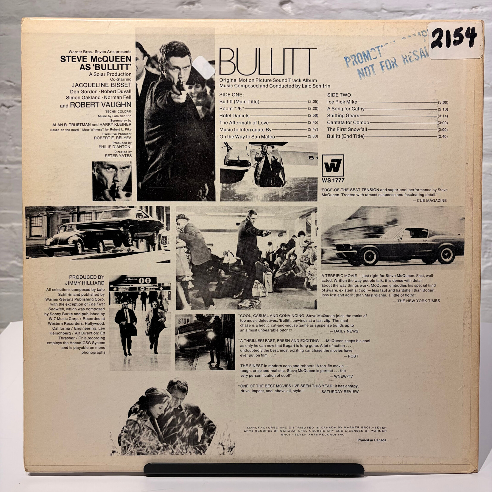[Kollectible Vinyl] Schifrin, Lalo: Bullitt O.S.T. (1968, Canada, VG+) [WARNER]