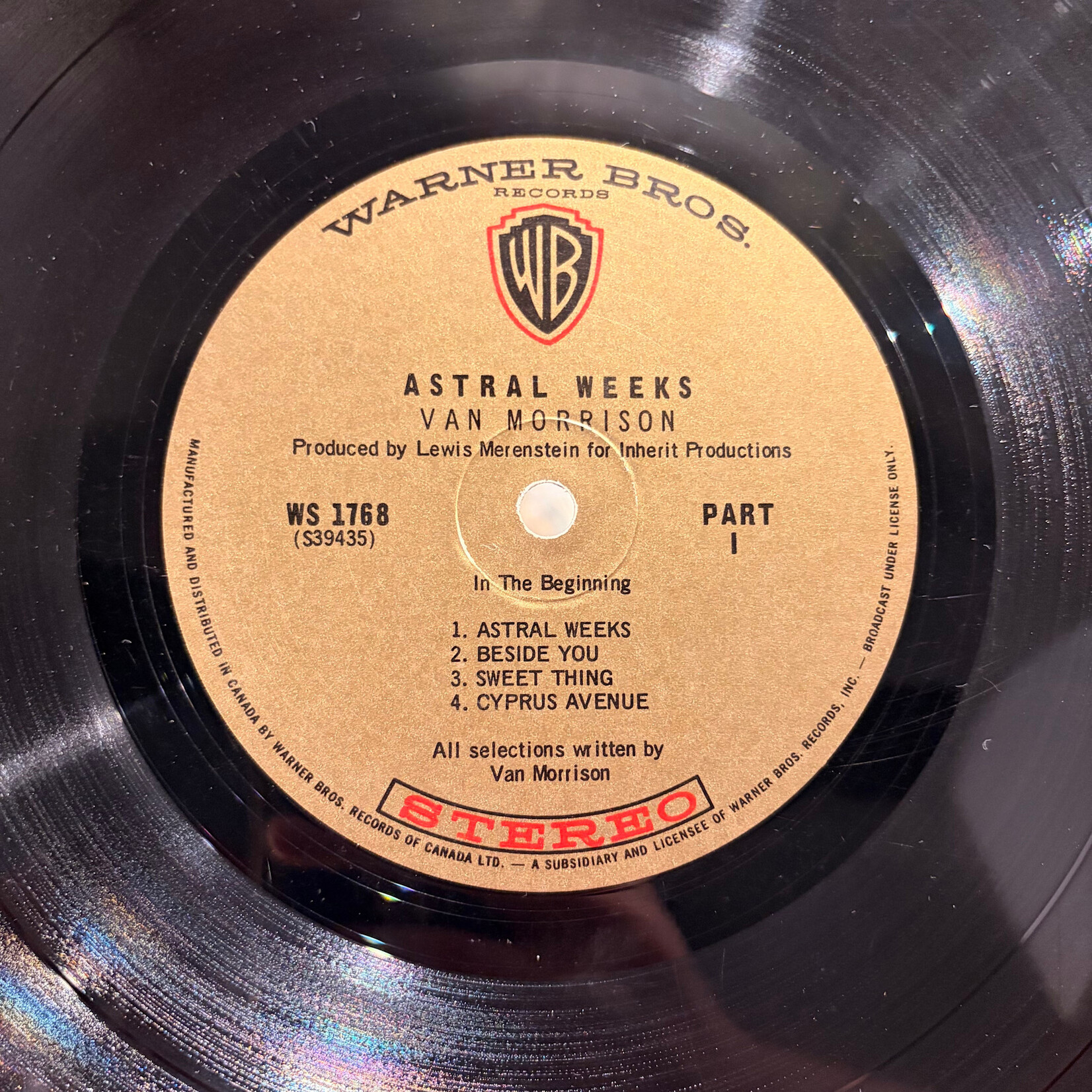 [Kollectible Vinyl] Morrison, Van : Astral Weeks (1968, Canada, Gold Label Warner, VG) [WARNER]