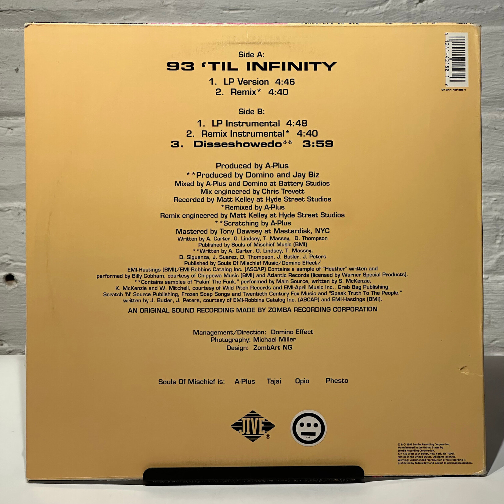 [Nick's Disk Pics] Souls Of Mischief: 93 'Til Infinty (1993, USA, 12" EP, VG+) [JIVE]