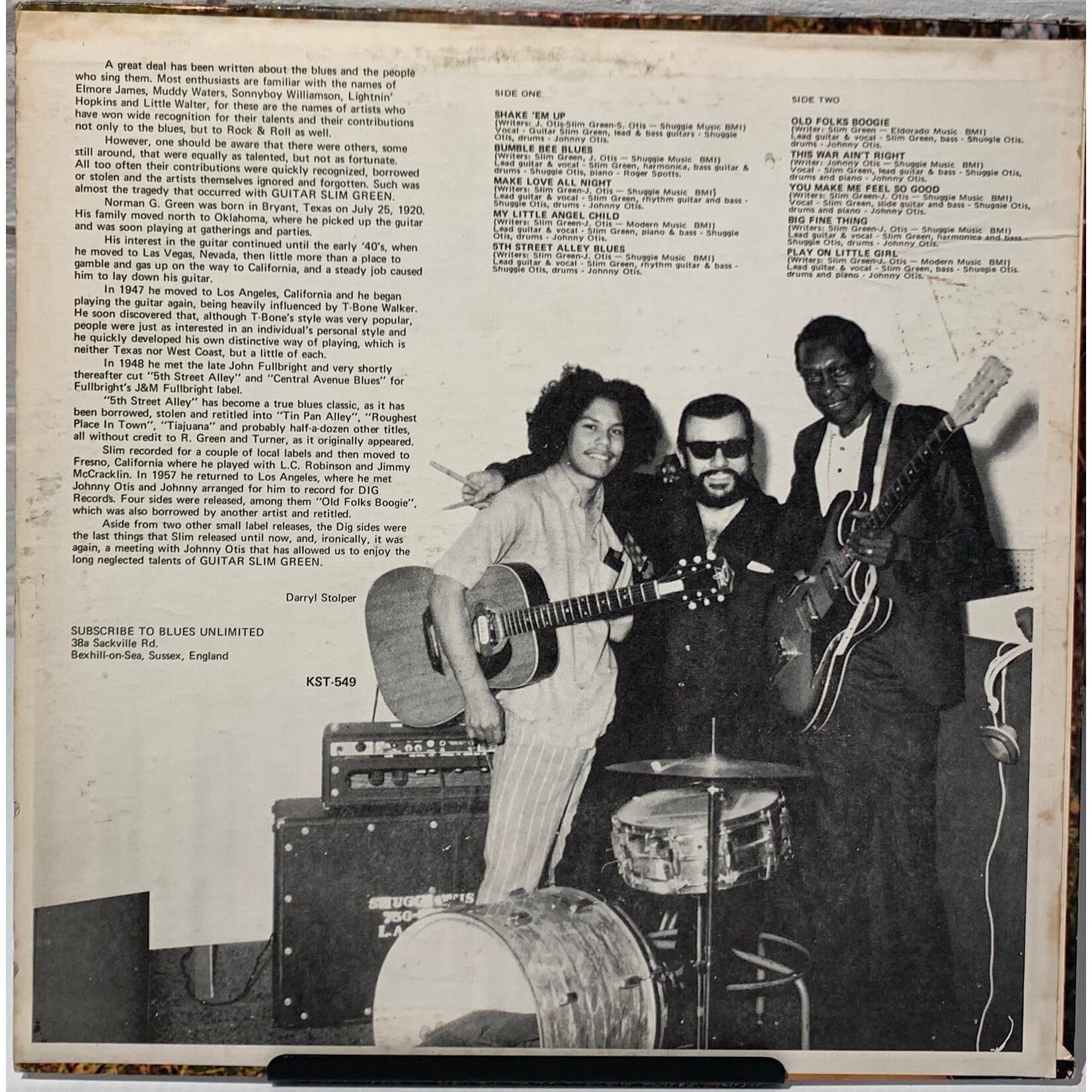 [Kollectible Vinyl] Guitar Slim Green: Stone Down Blues (1970, USA, w/Baby Boy Shuggie, VG+) [KENT]