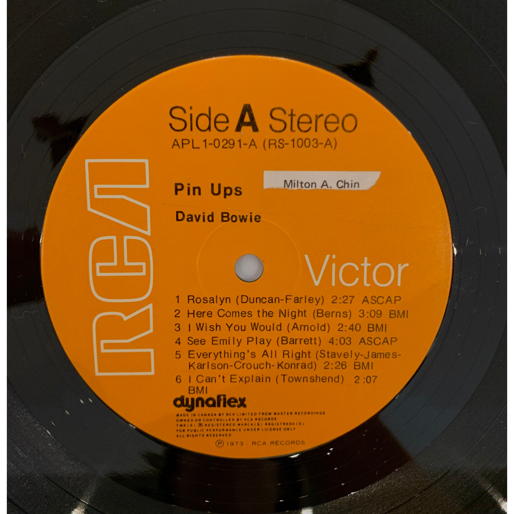 [Kollectible Vinyl] Bowie, David: Pin Ups (1973, Canada, In Shrink w/ Inner, Ex) [RCA]