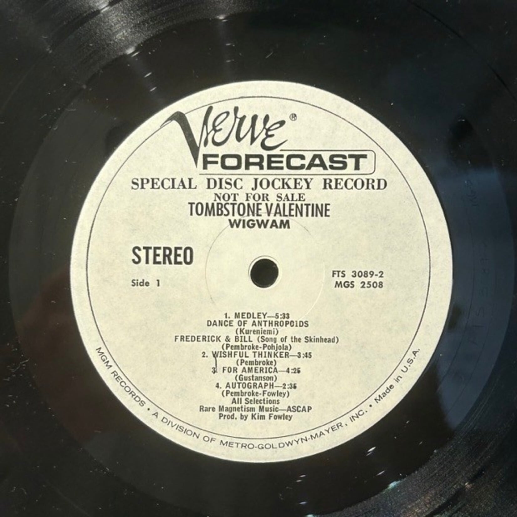 [Kollectible Vinyl] Wigwam: Tombstone Valentine (1970, USA, White Label Promo, VG+) [VERVE FORECAST]