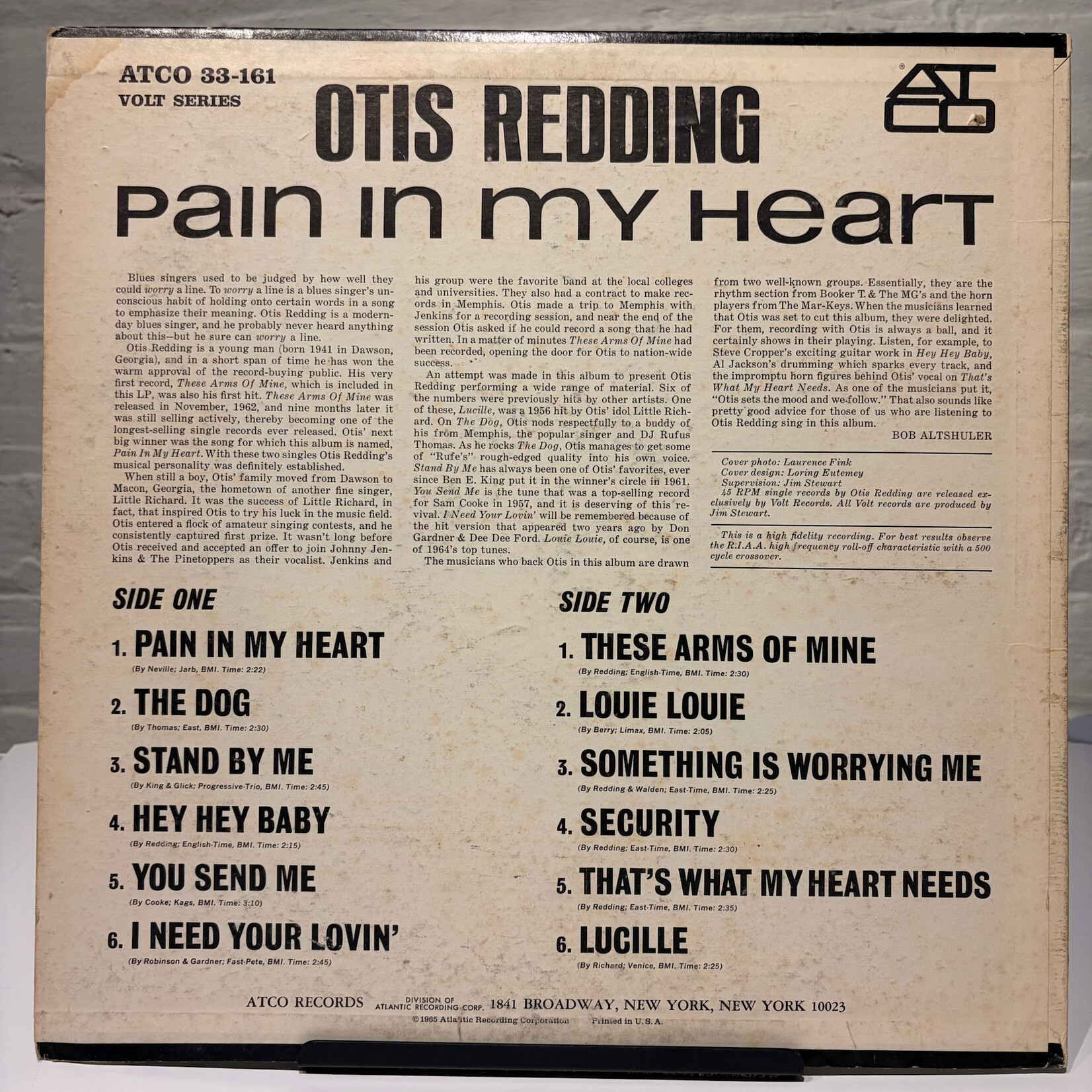 [Kollectible Vinyl] Redding, Otis: Pain In My Heart (1964, USA, Mono, VG) [ATCO]