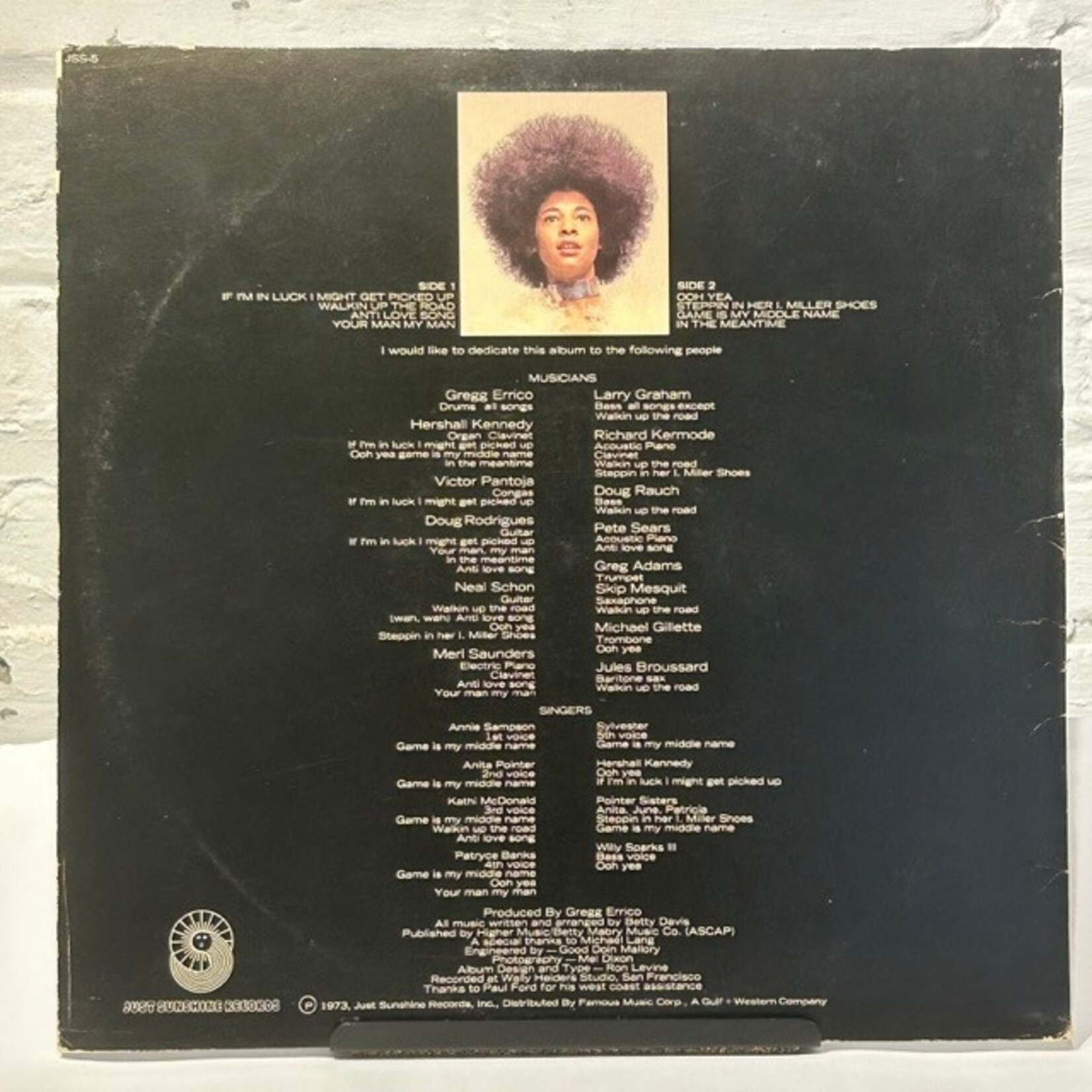 [Kollectible Vinyl] Davis, Betty: Betty Davis (1973, USA, Disc VG+) [JUST SUNSHINE]