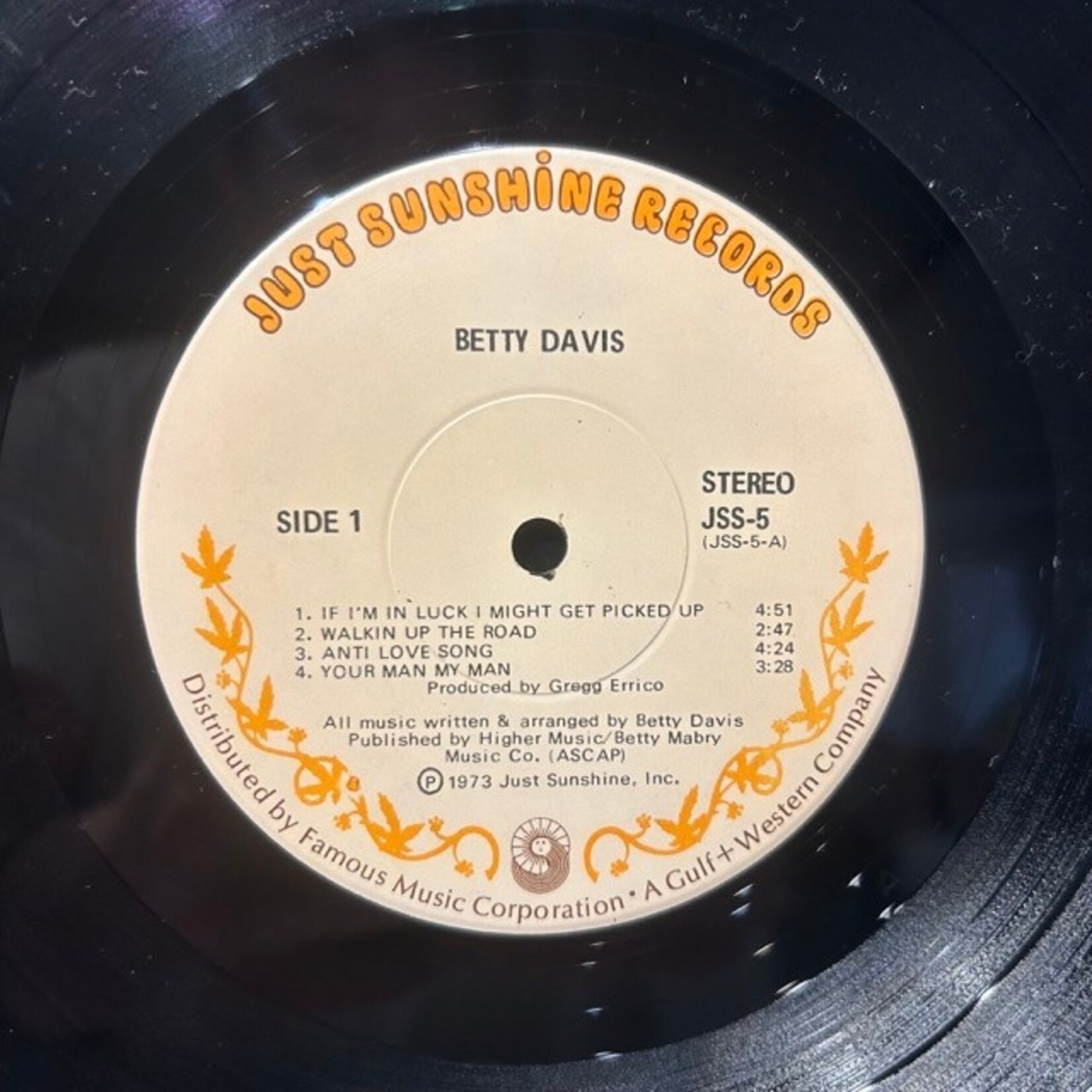 [Kollectible Vinyl] Davis, Betty: Betty Davis (1973, USA, Disc VG+) [JUST SUNSHINE]