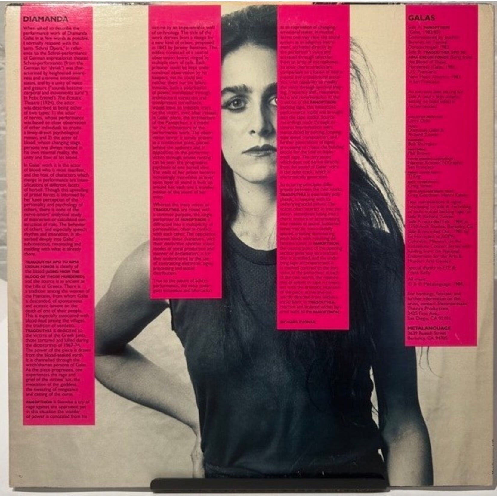 [Kollectible Vinyl] Galas, Diamanda: Diamanda Galas (1984, USA, W/Insert, Electronic, VG+) [METALANGUAGE]