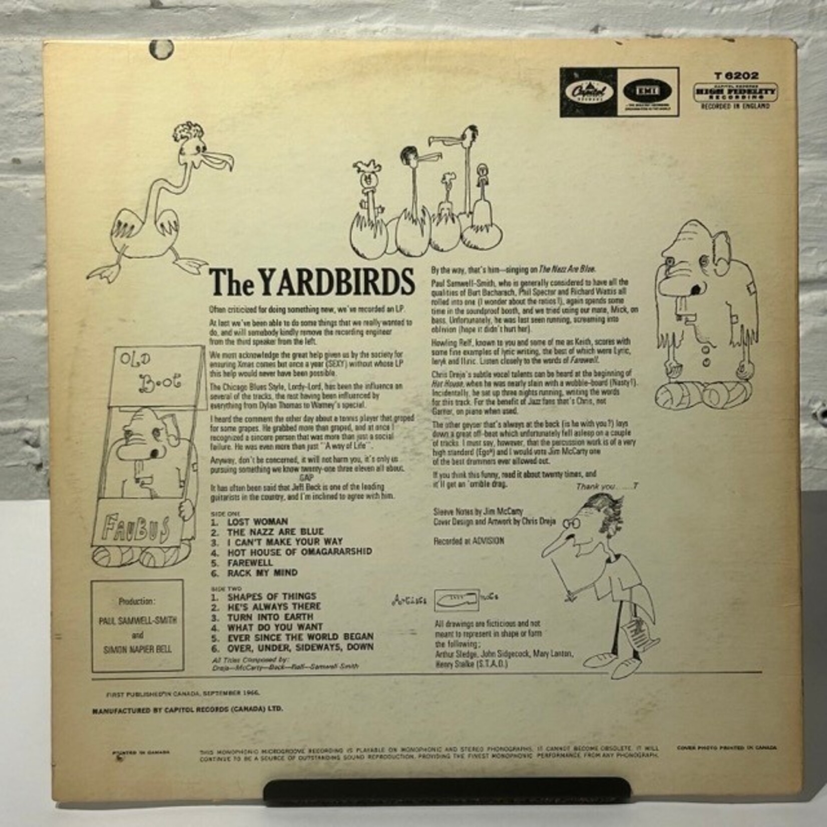 [Kollectible Vinyl] Yardbirds: Over, Under, Sideways, Down (1966, Canada, Mono Capitol 6000, VG) [CAPITOL]