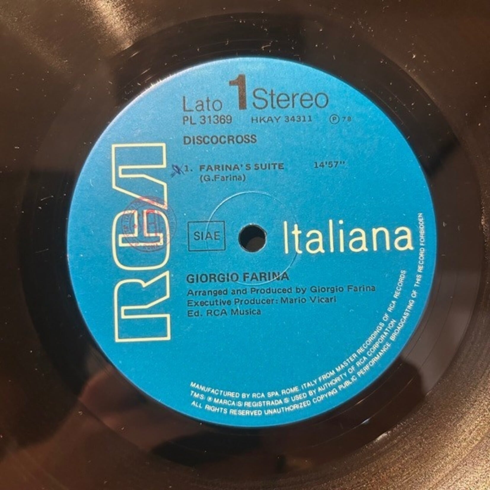 [Kollectible Vinyl] Farina, Giorgio: Discocross (1978, Italy, Italo-Disco, VG+) [RCA]