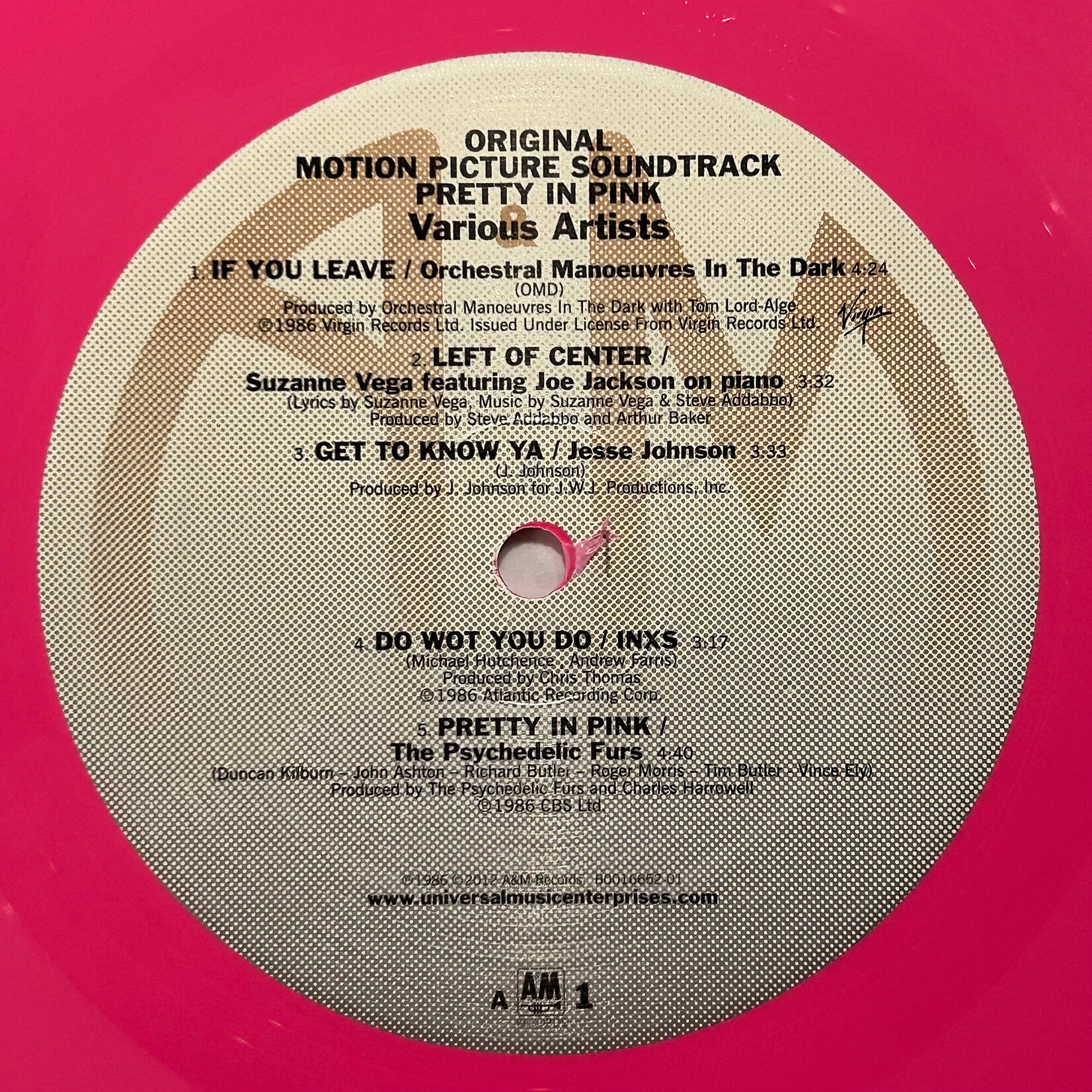 Various Artists: Pretty In Pink (Original Motion Picture Soundtrack) (2012, USA, Ltd Ed RSD,EX) [A&M RECORDS]