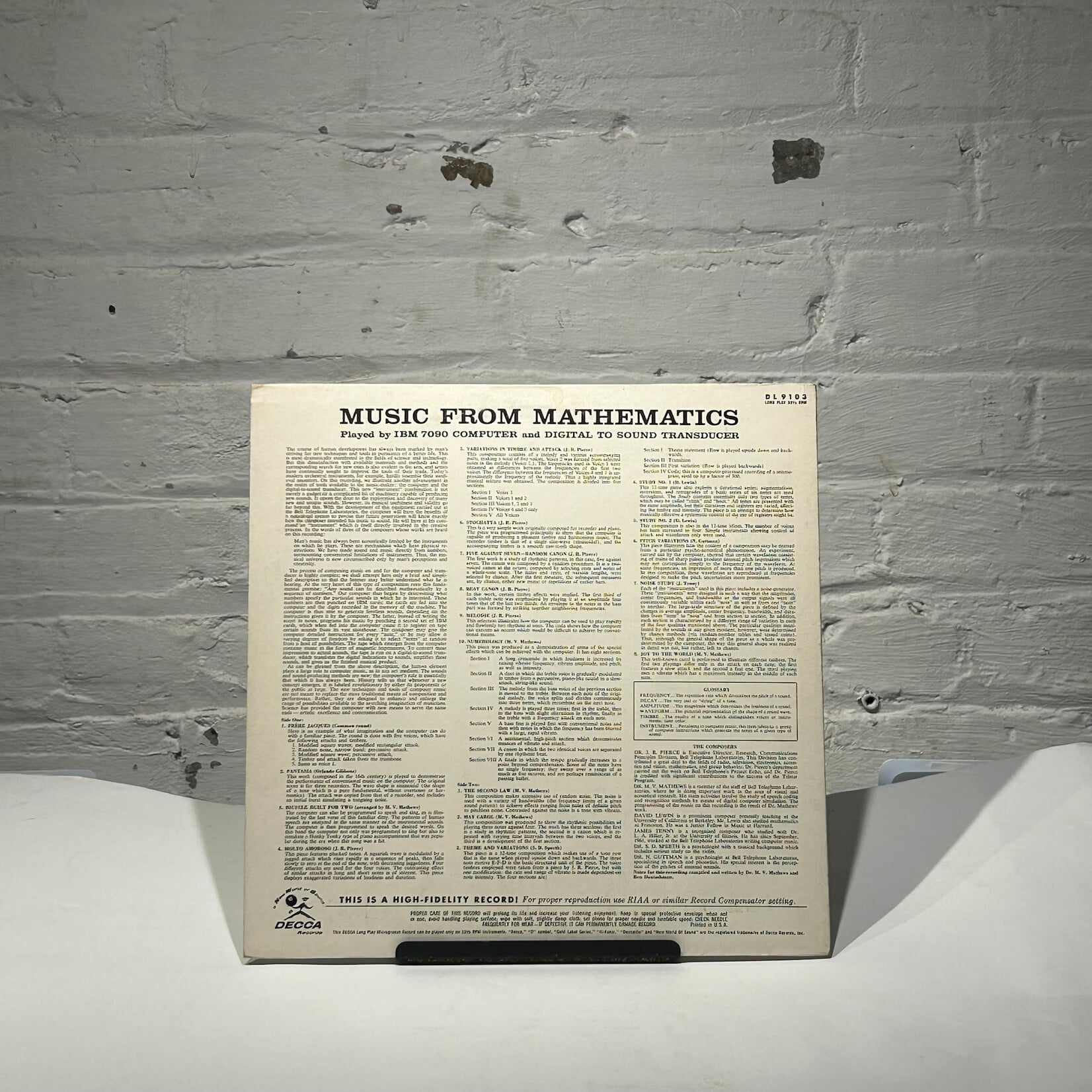 Various Artists: Music From Mathematics (1962, Canada, Electronica, Disc VG+) [DECCA]