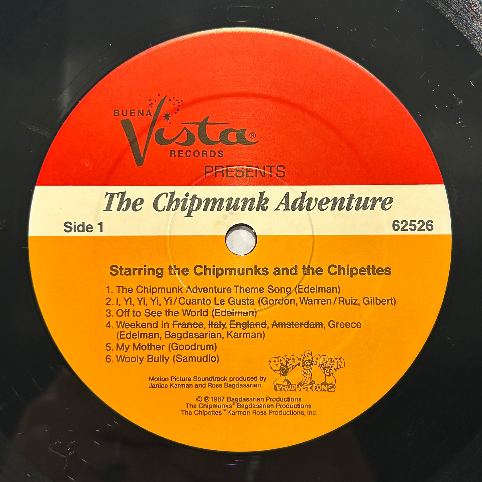 The Chipmunks & The Chipettes: The Chipmunk Adventure (At Last! Alvin's First Motion Picture Soundtrack) (1987, USA, VG+) [BUENA VISTA RECORDS]