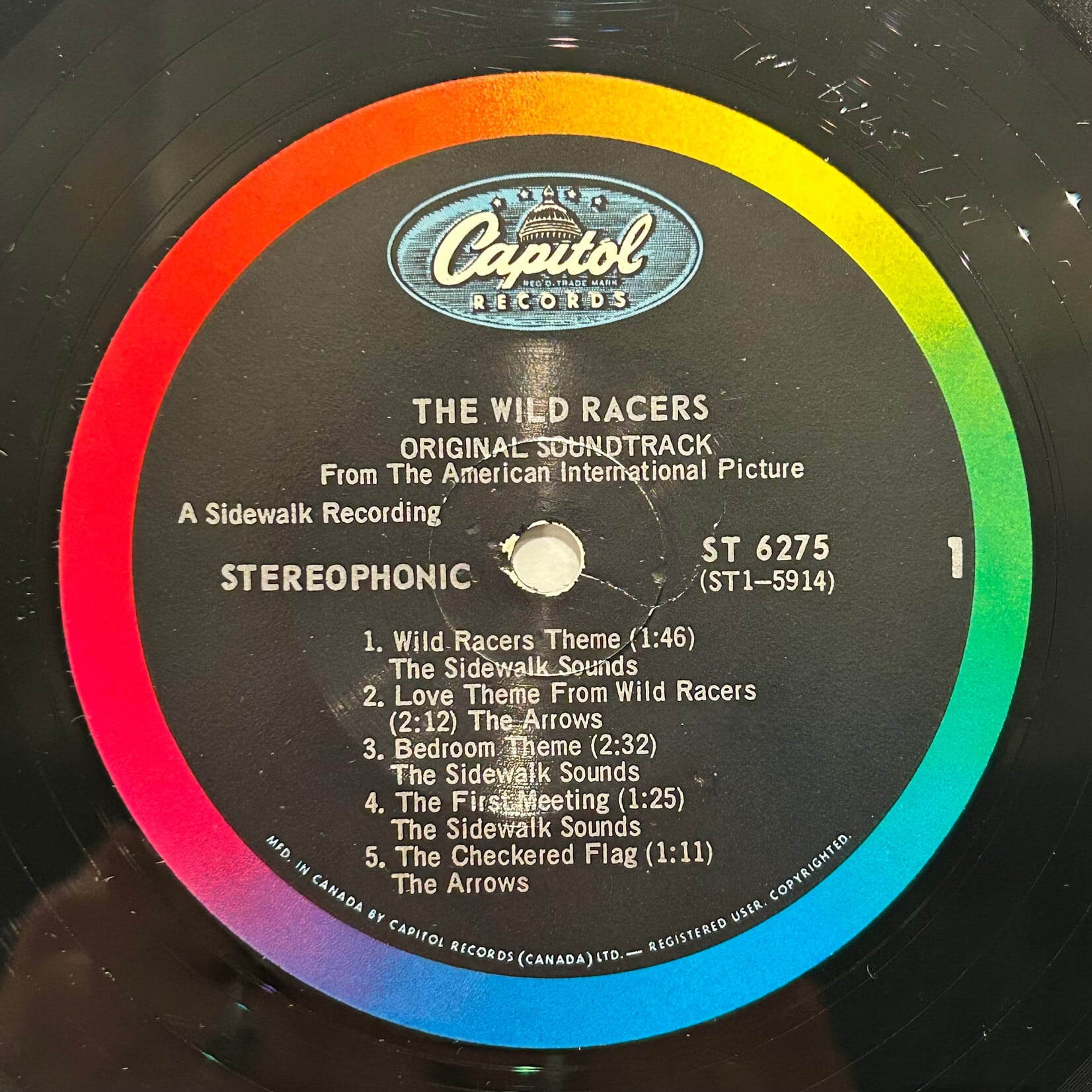 [Nick's Disk Pics] Sidewalk Sounds: The Wild Racers (Original Motion Picture Soundtrack) (1968, Canada, EX) [CAPITOL RECORDS]