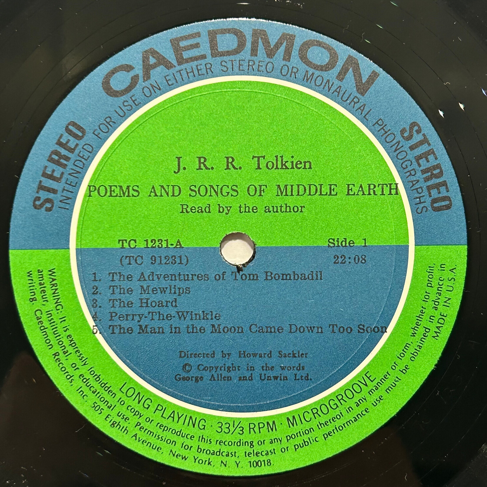 J.R.R. Tolkien - Poems And Songs Of Middle Earth (1967, US, Read by Author, VG++)
