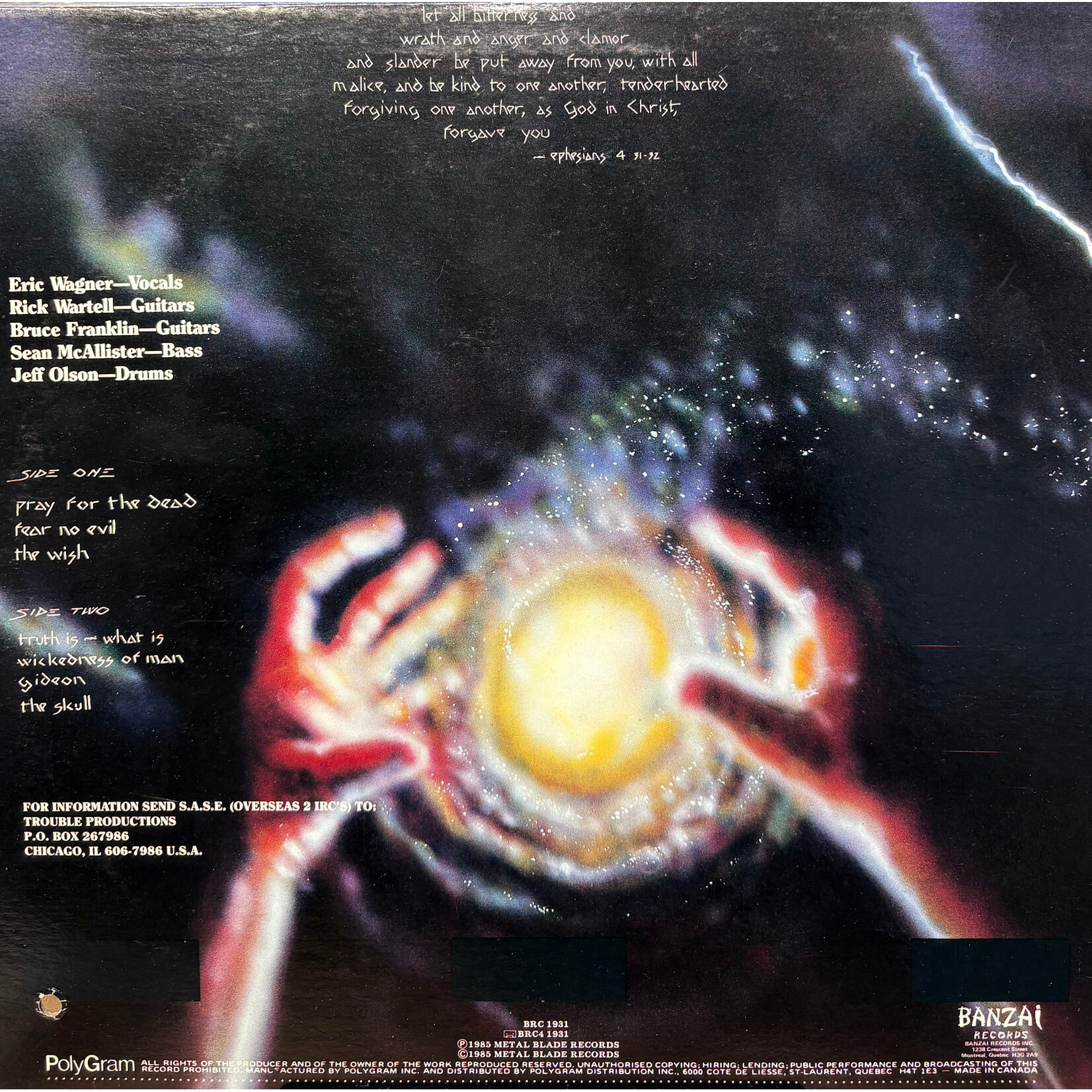 Trouble: The Skull (1985, Canada, w/Inner, Banzai Label, Metal, VG+) [BANZAI RECORDS]