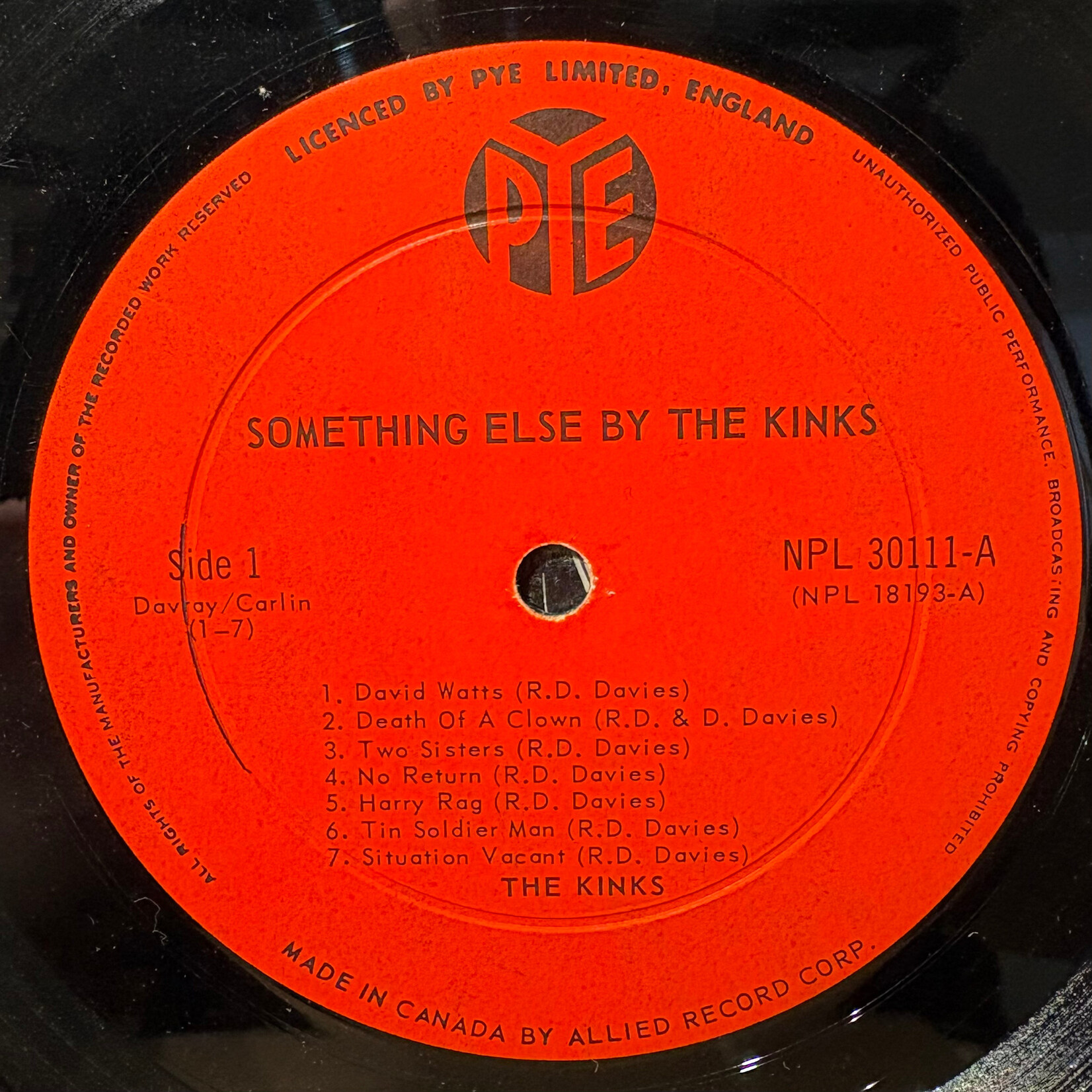 Kinks: Something Else By The Kinks (1968, Canada, Late Mono, VG) [PYE]